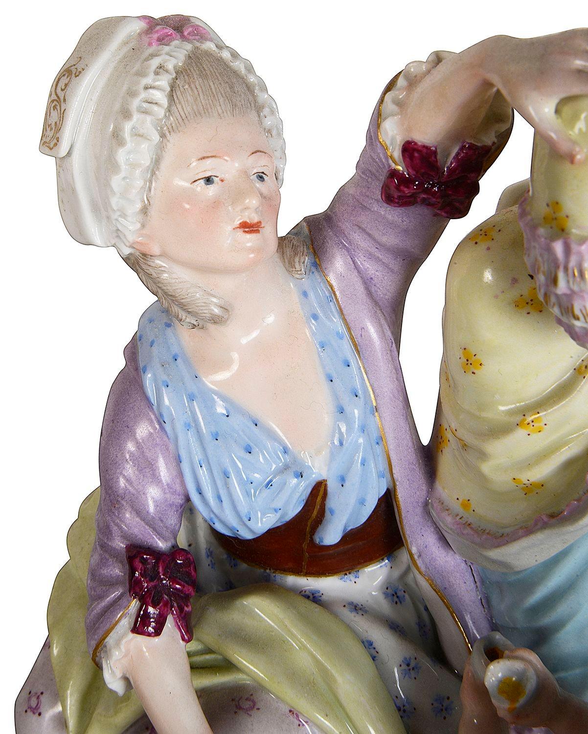 Un incantevole gruppo di porcellane Meissen Porcelain della fine del XIX secolo intitolato 