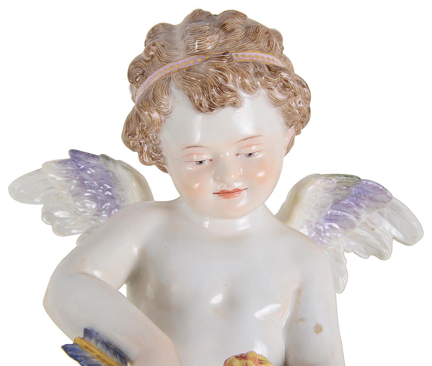 Porcelaine Meissen Cupidon du XIXe siècle en vente