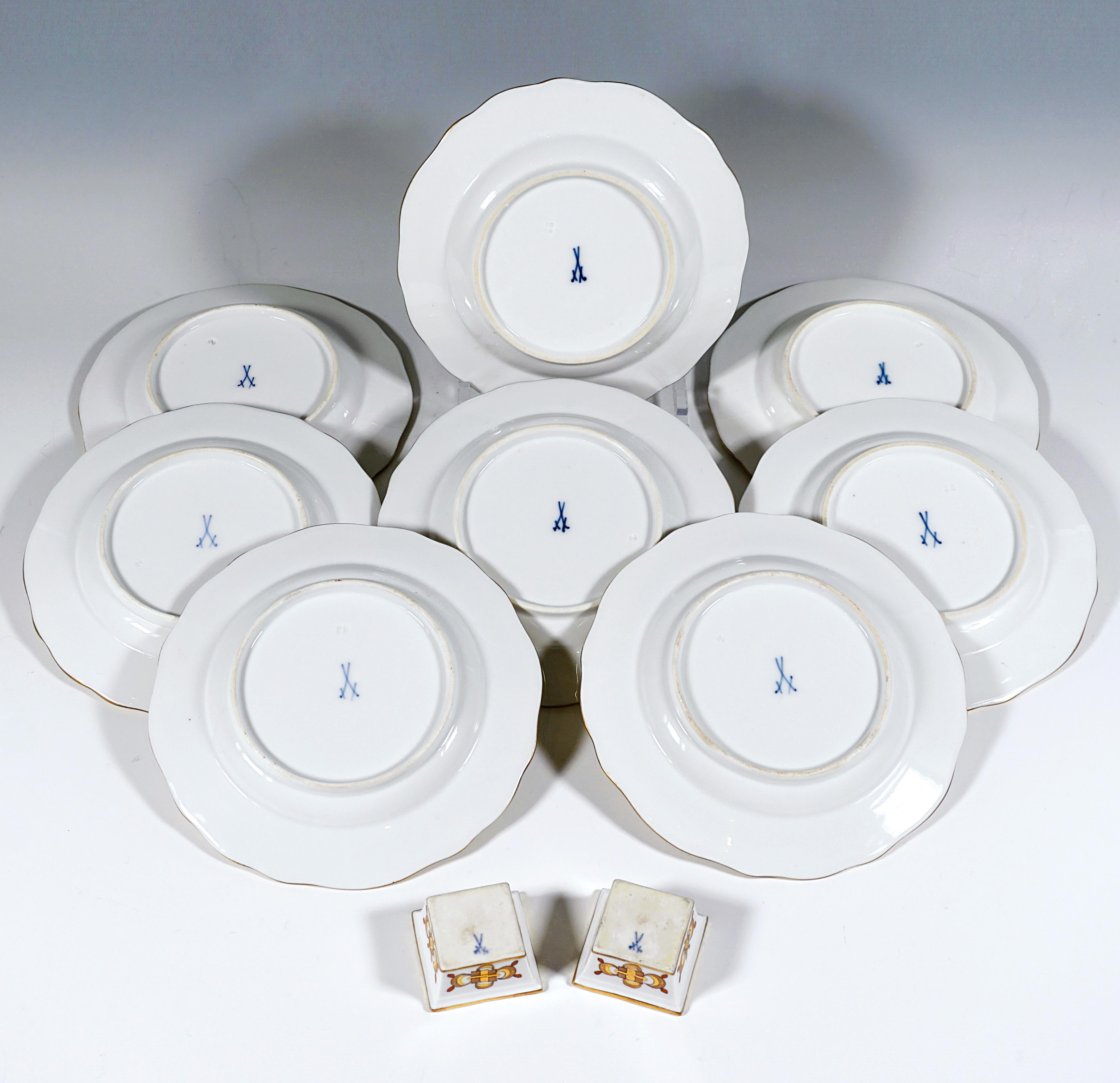19th Century Meissen Dinner Set For 8 Persons Rich Dragon Yellow With Red & Gold 12
