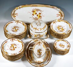 19th Century Meissen Dinner Set For 8 Persons Rich Dragon Yellow With Red & Gold