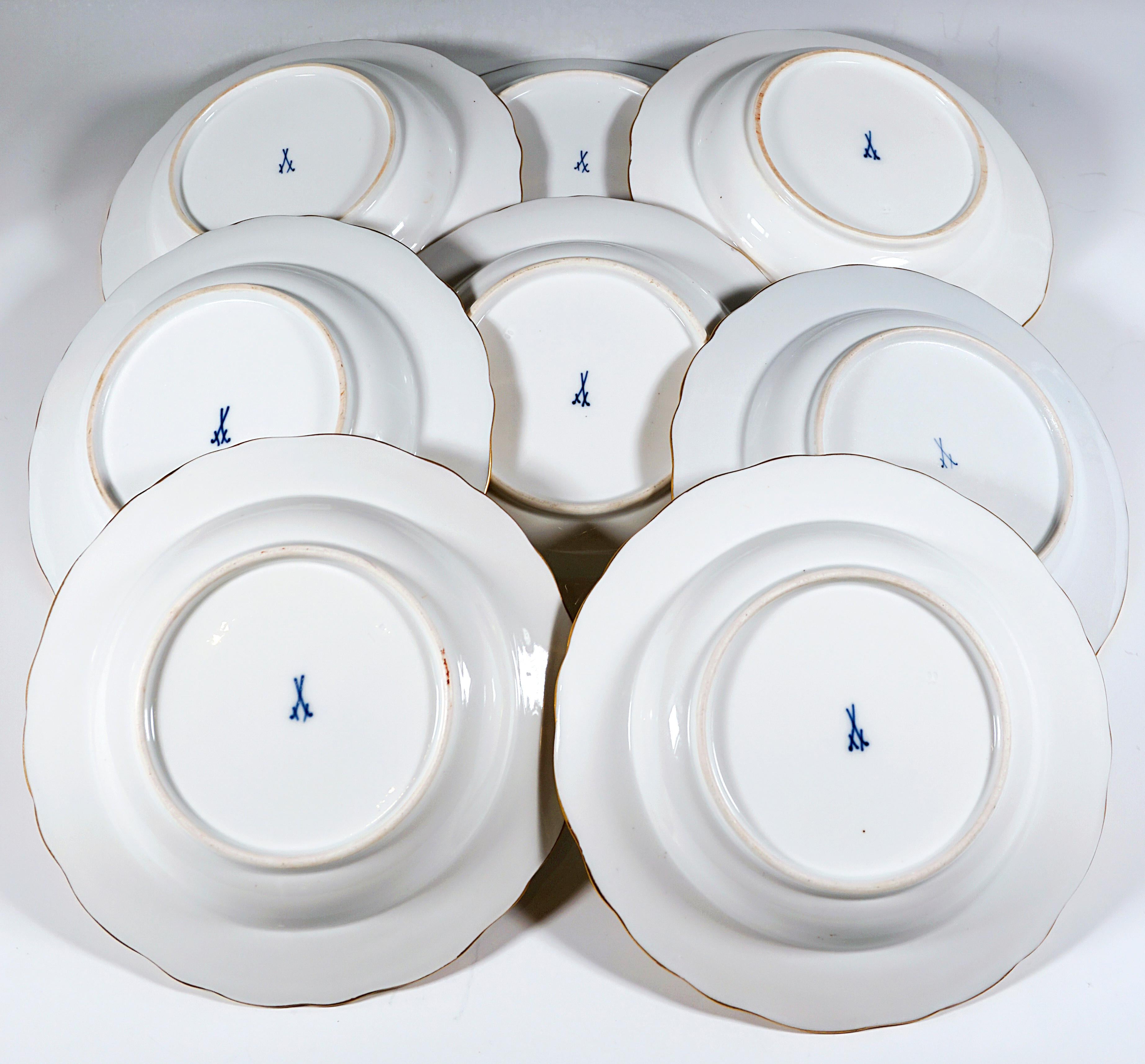 Porcelain 19th Century Meissen Dinner Set For 8 Persons Rich Dragon Yellow With Red & Gold