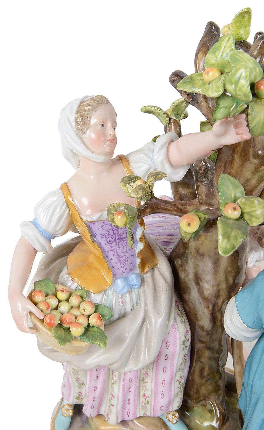 19th Century Meissen Figuren an Apple Picker, Shepherd and Woodman In Good Condition For Sale In Brighton, Sussex