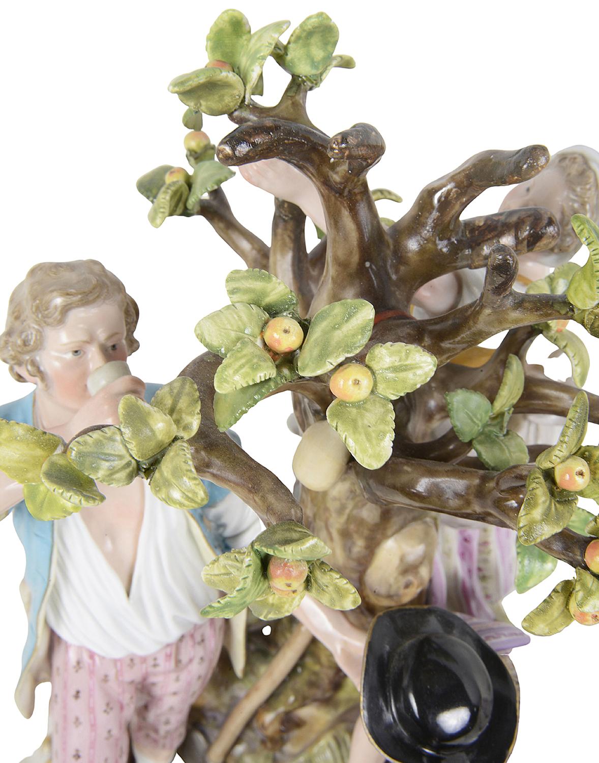 19th Century Meissen Figuren an Apple Picker, Shepherd and Woodman For Sale 1