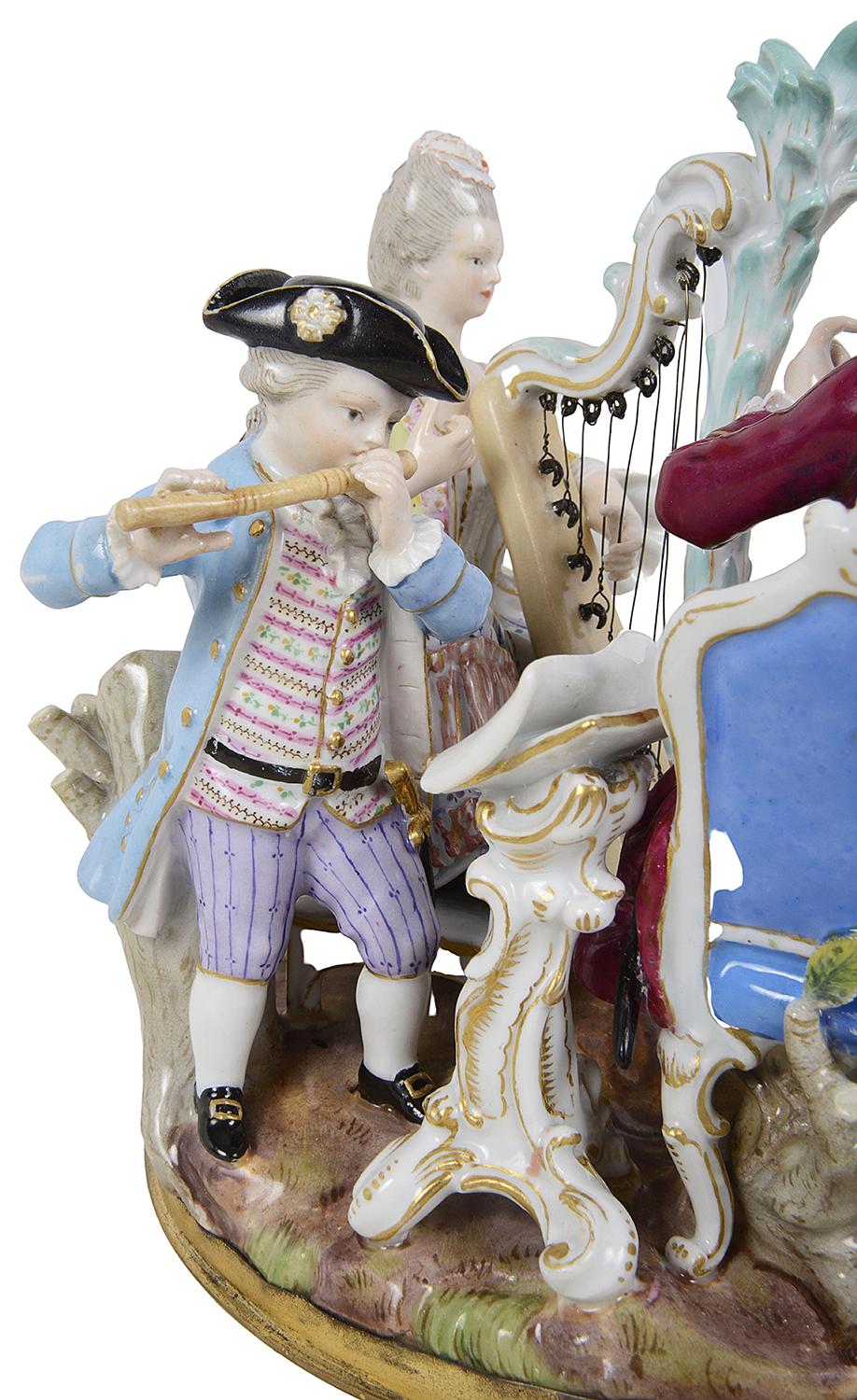 Romantic 19th Century Meissen Figurine Group of Musicians
