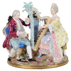 Antique 19th Century Meissen Figurine Group of Musicians