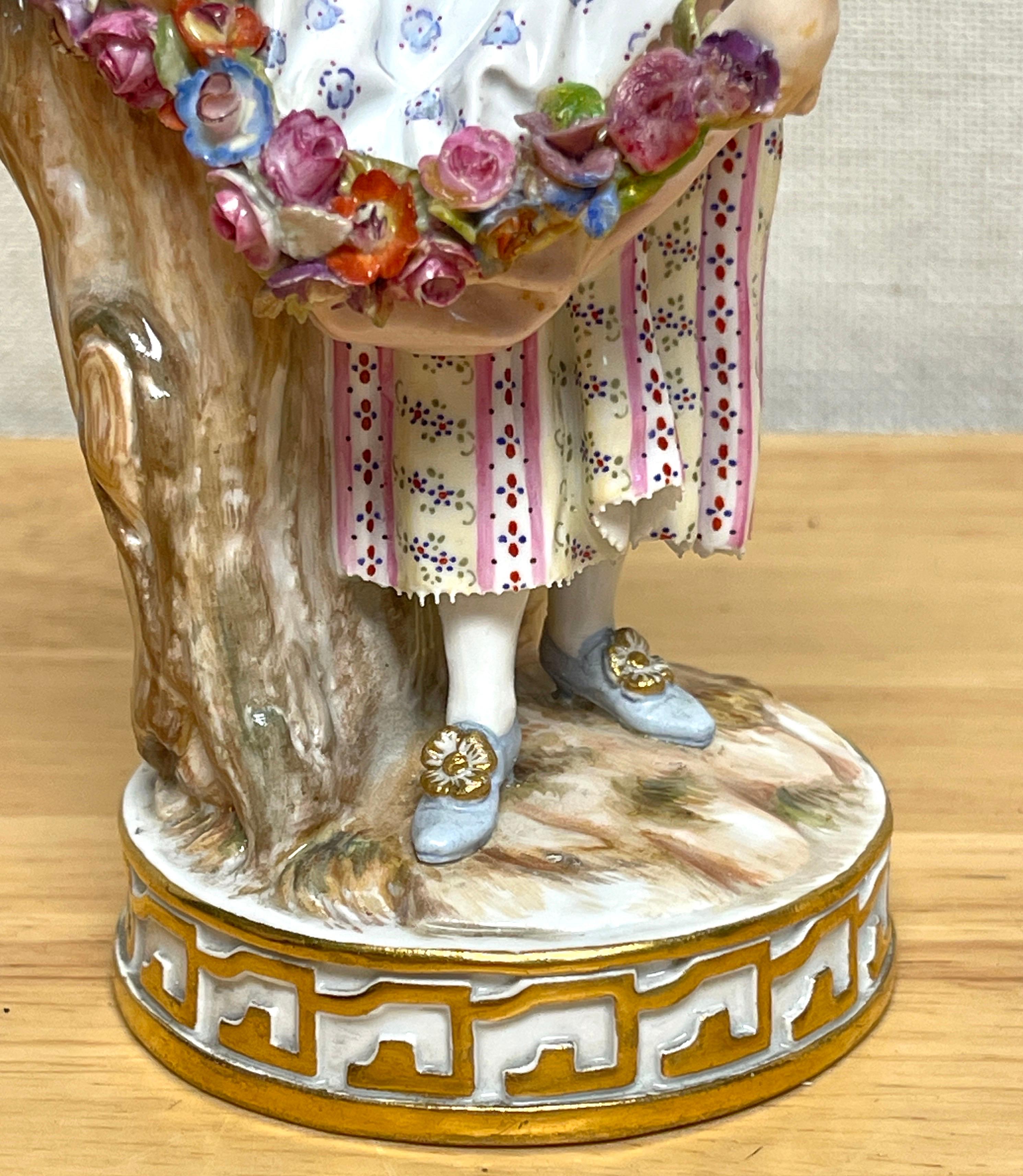 Neoclassical 19th Century Meissen Figurine of a Lady Gardener