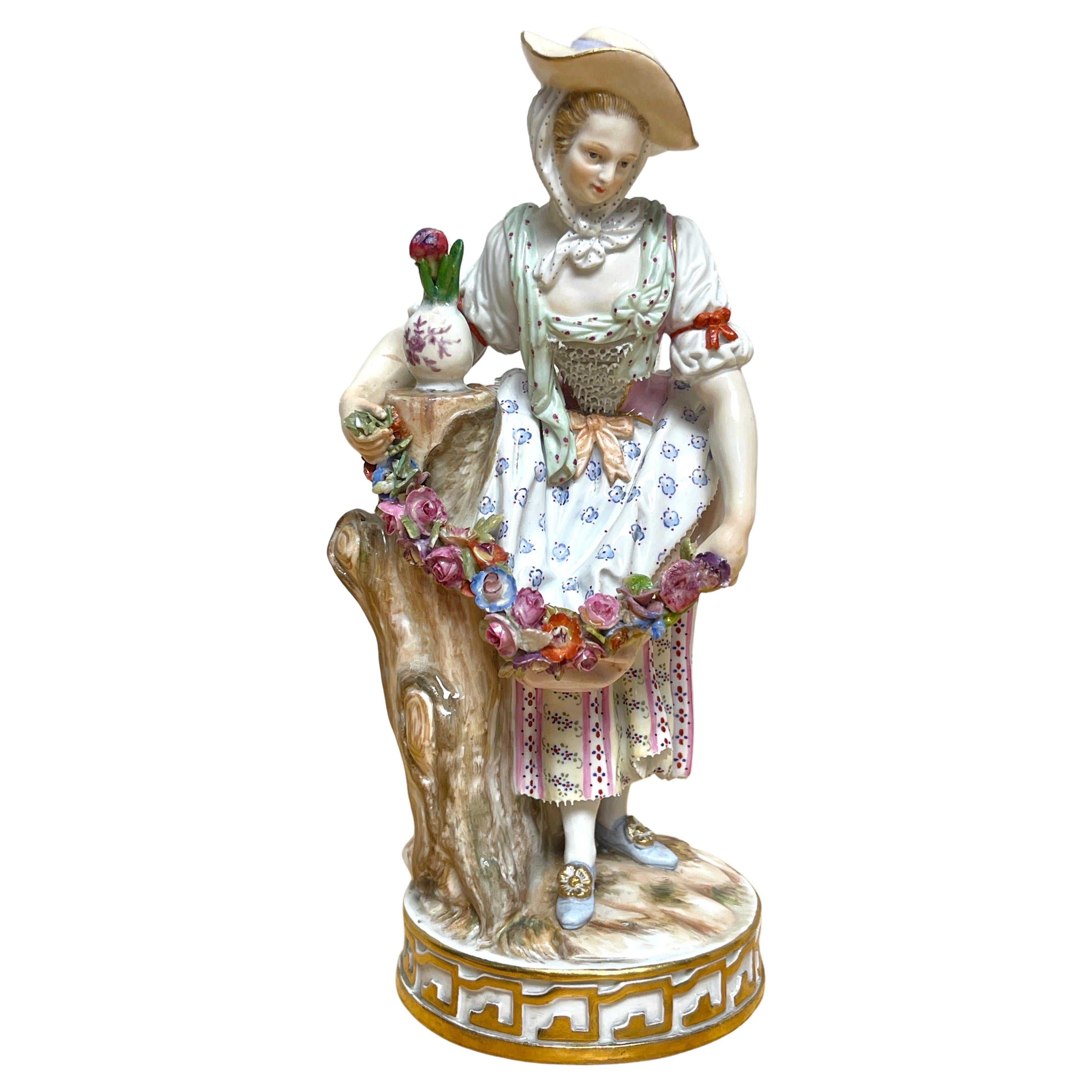 19th Century Meissen Figurine of a Lady Gardener