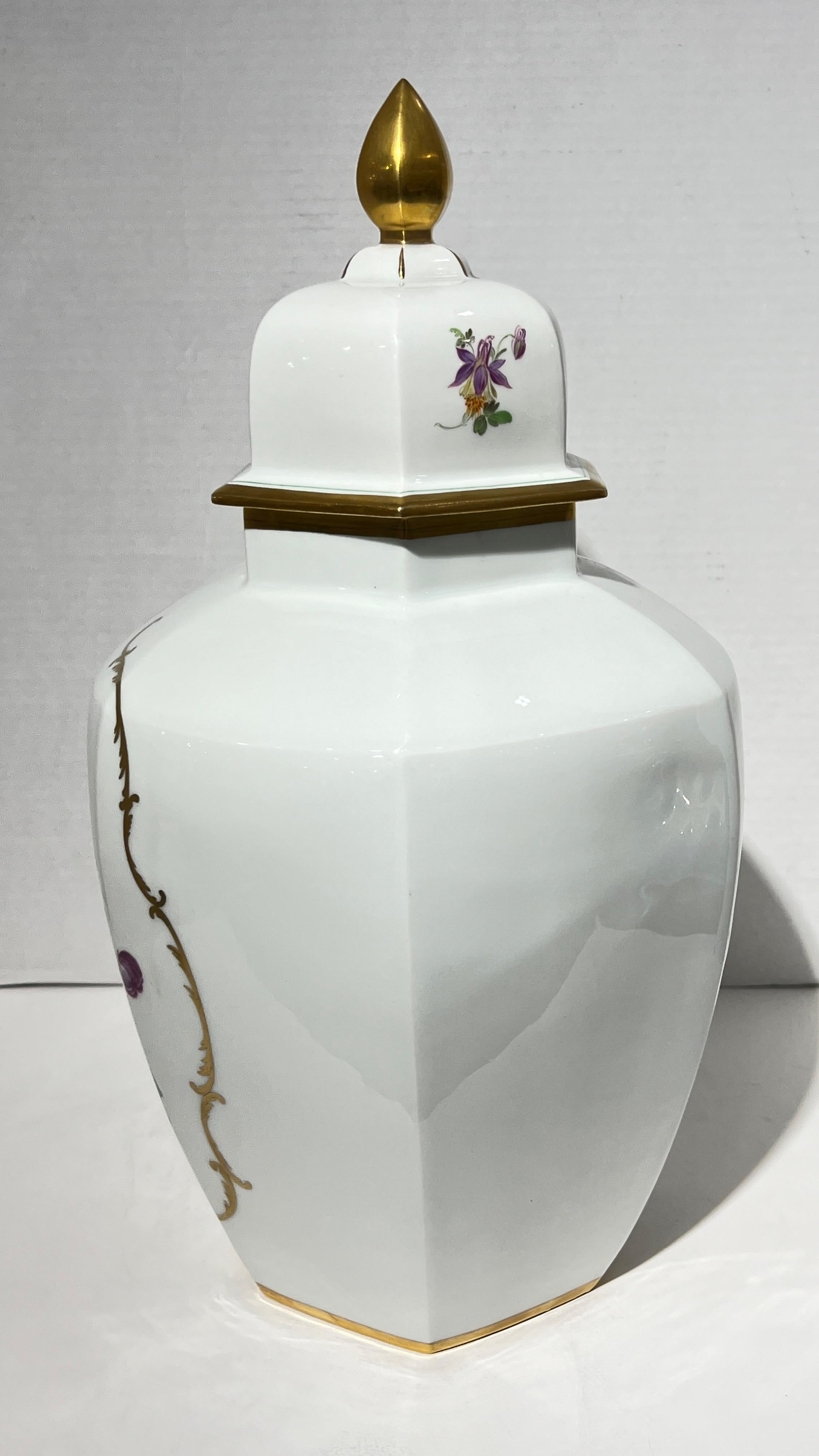19th Century Meissen Floral Painted White Glazed Jar with Cover 3