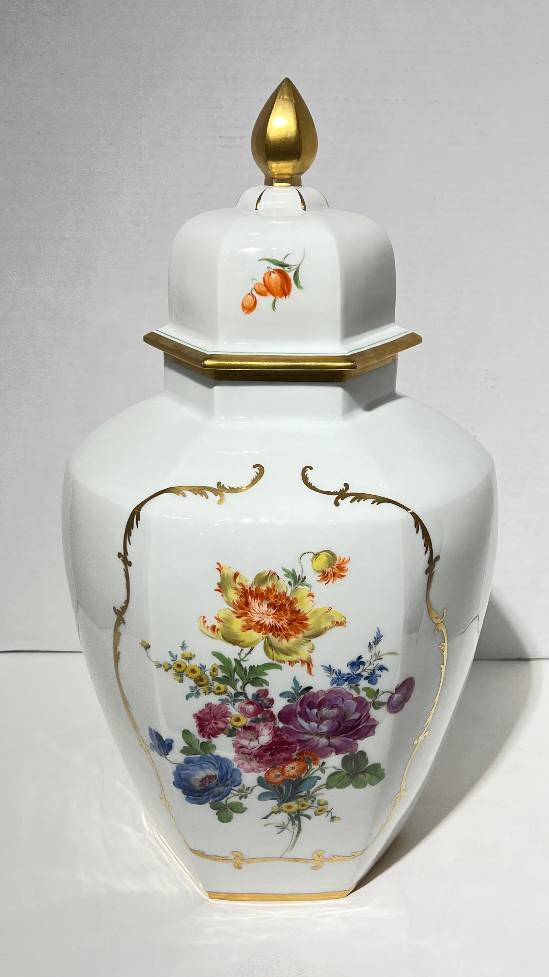 19th Century Meissen Floral Painted White Glazed Jar with Cover 2