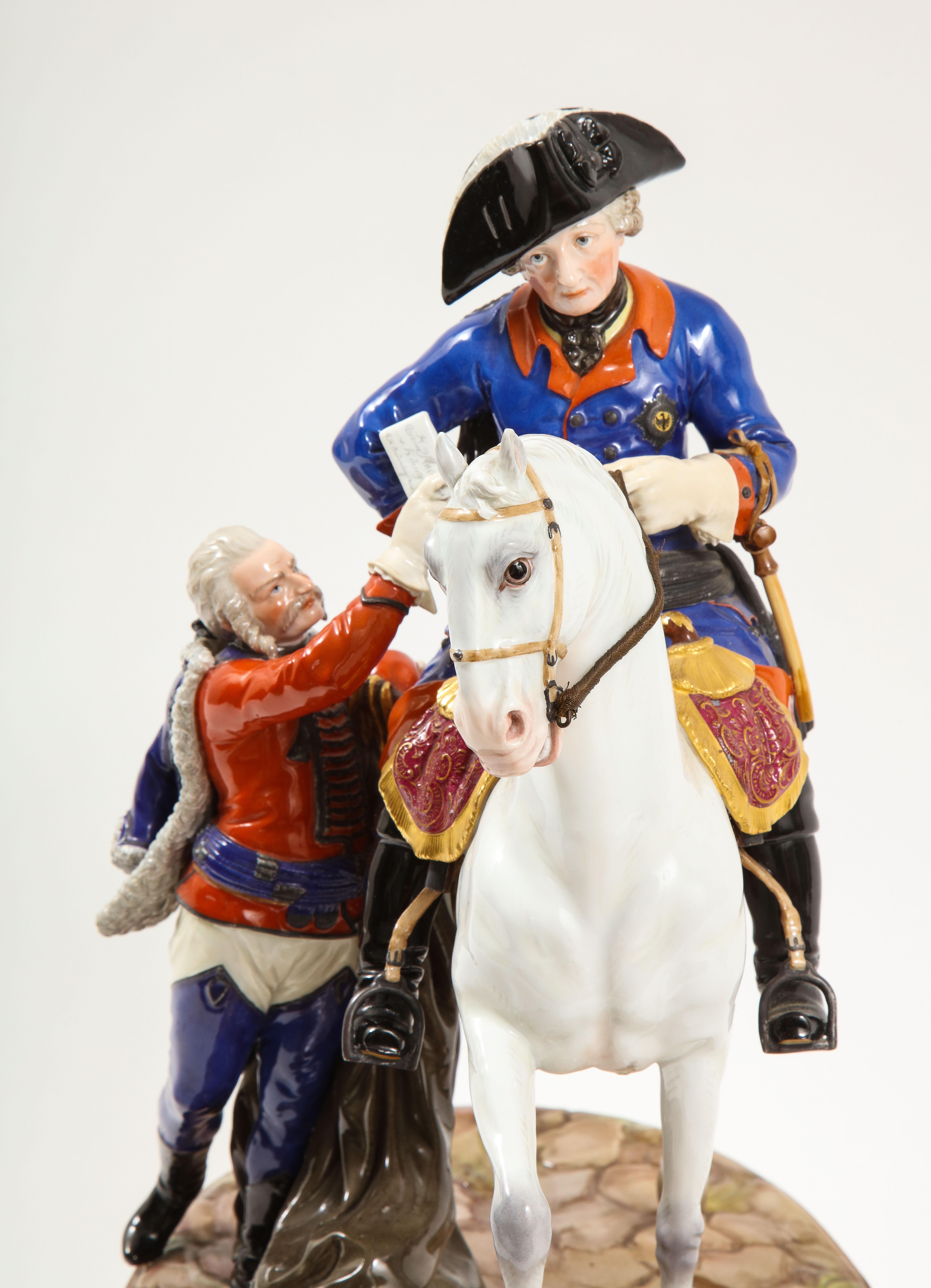 Late 19th Century 19th Century Meissen Group of Calvary General Mikhail Kutuzov with Aide de Camp For Sale