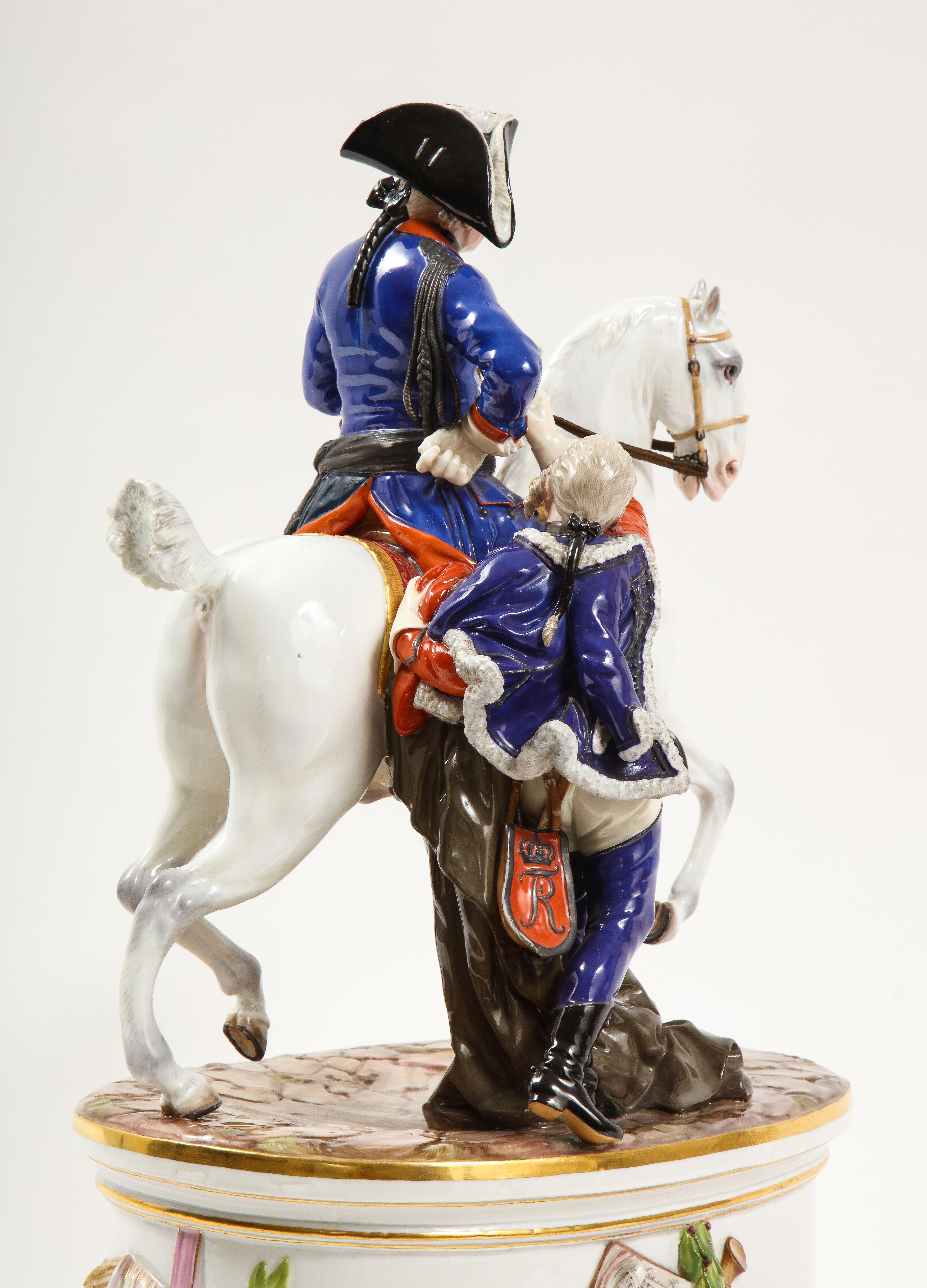 German 19th Century Meissen Group of Calvary General Mikhail Kutuzov with Aide de Camp For Sale