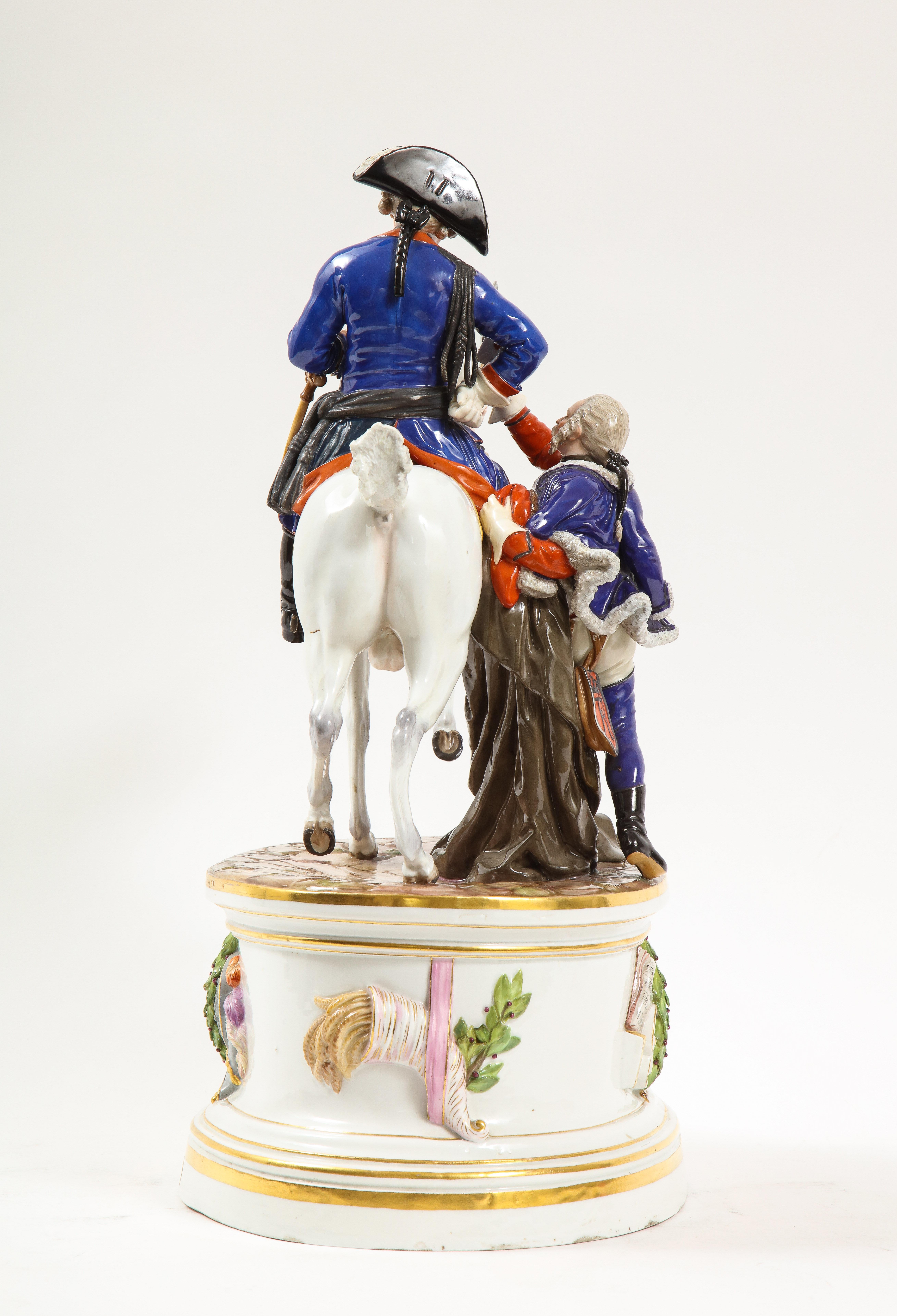 Gilt 19th Century Meissen Group of Calvary General Mikhail Kutuzov with Aide de Camp For Sale
