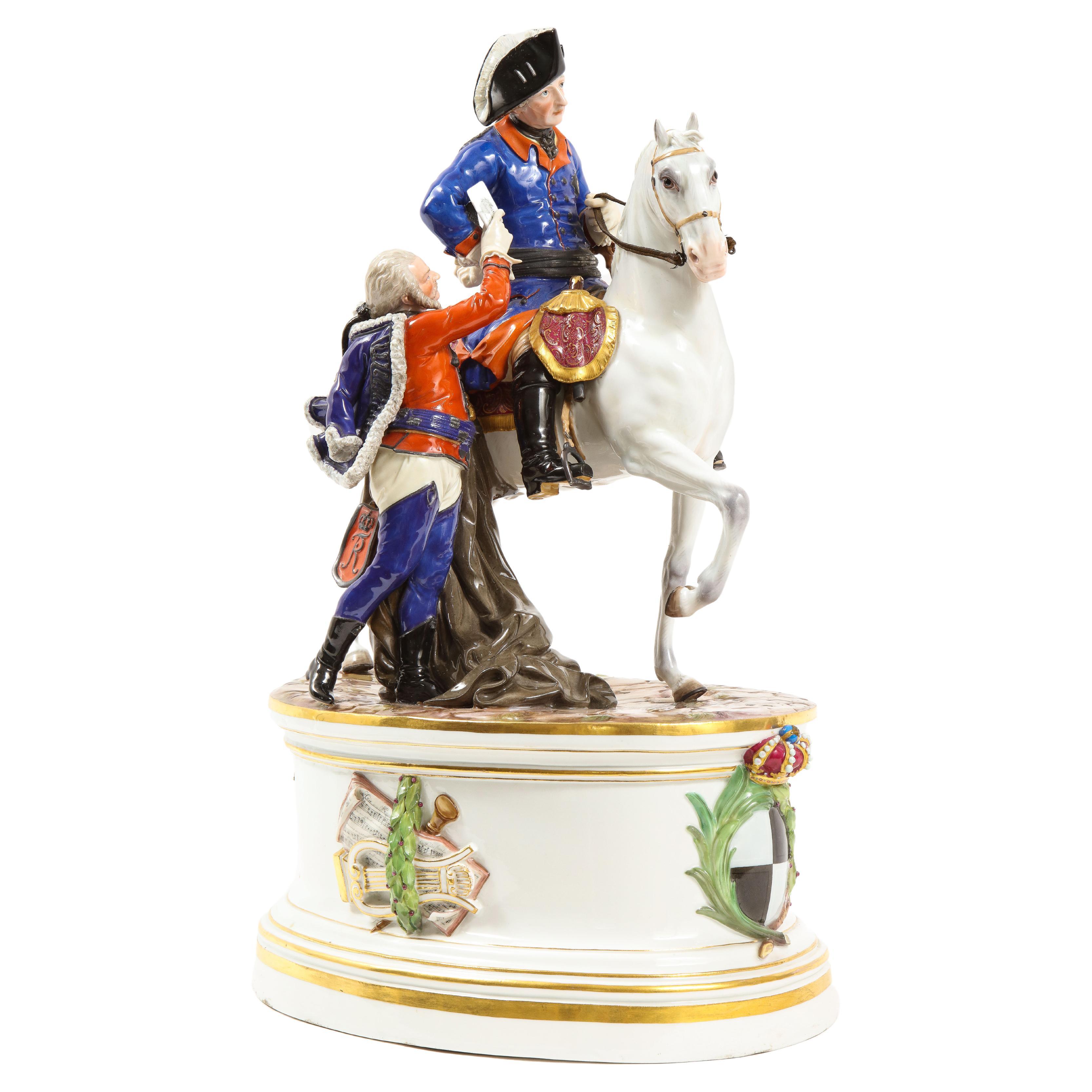 19th Century Meissen Group of Calvary General Mikhail Kutuzov with Aide de Camp For Sale