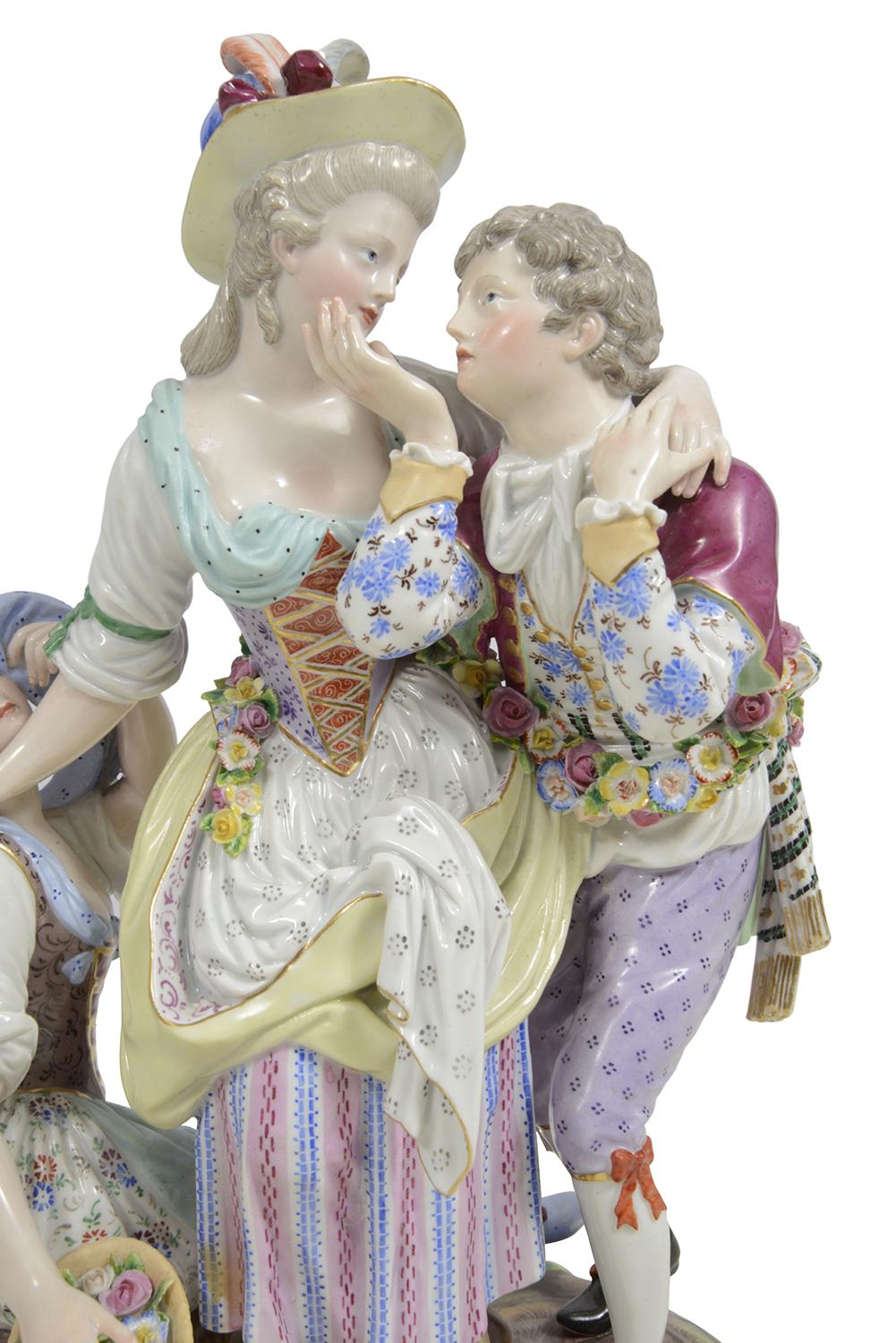 Allemand Groupe d'amoureux de Meissen du 19ème siècle en vente