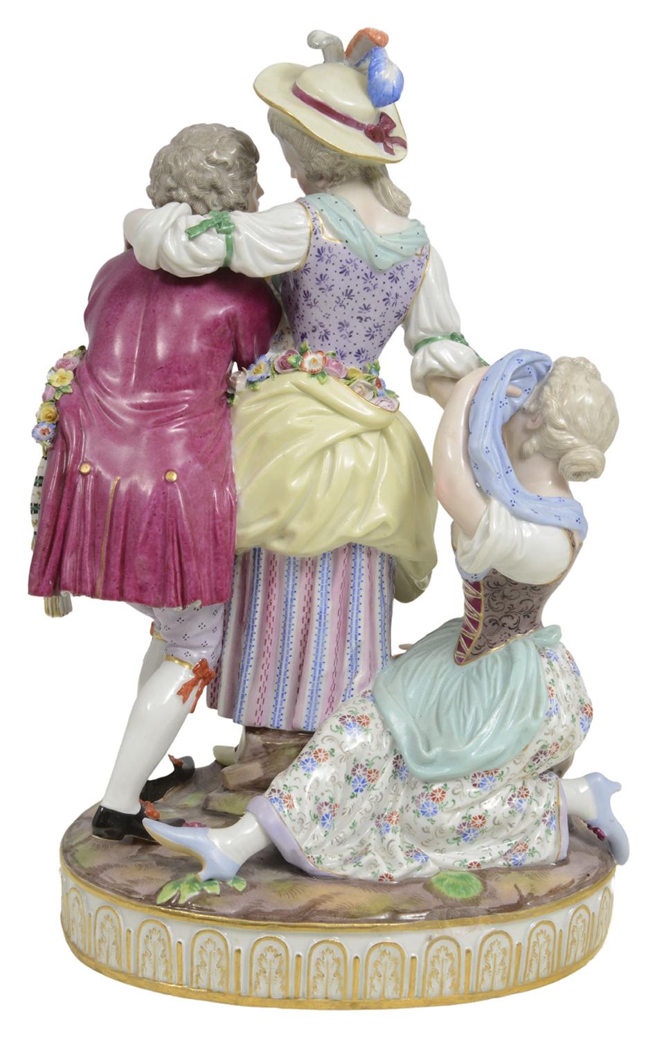 Hand-Painted 19th Century Meissen Group of Lovers For Sale