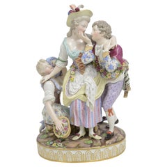 Antique 19th Century Meissen Group of Lovers