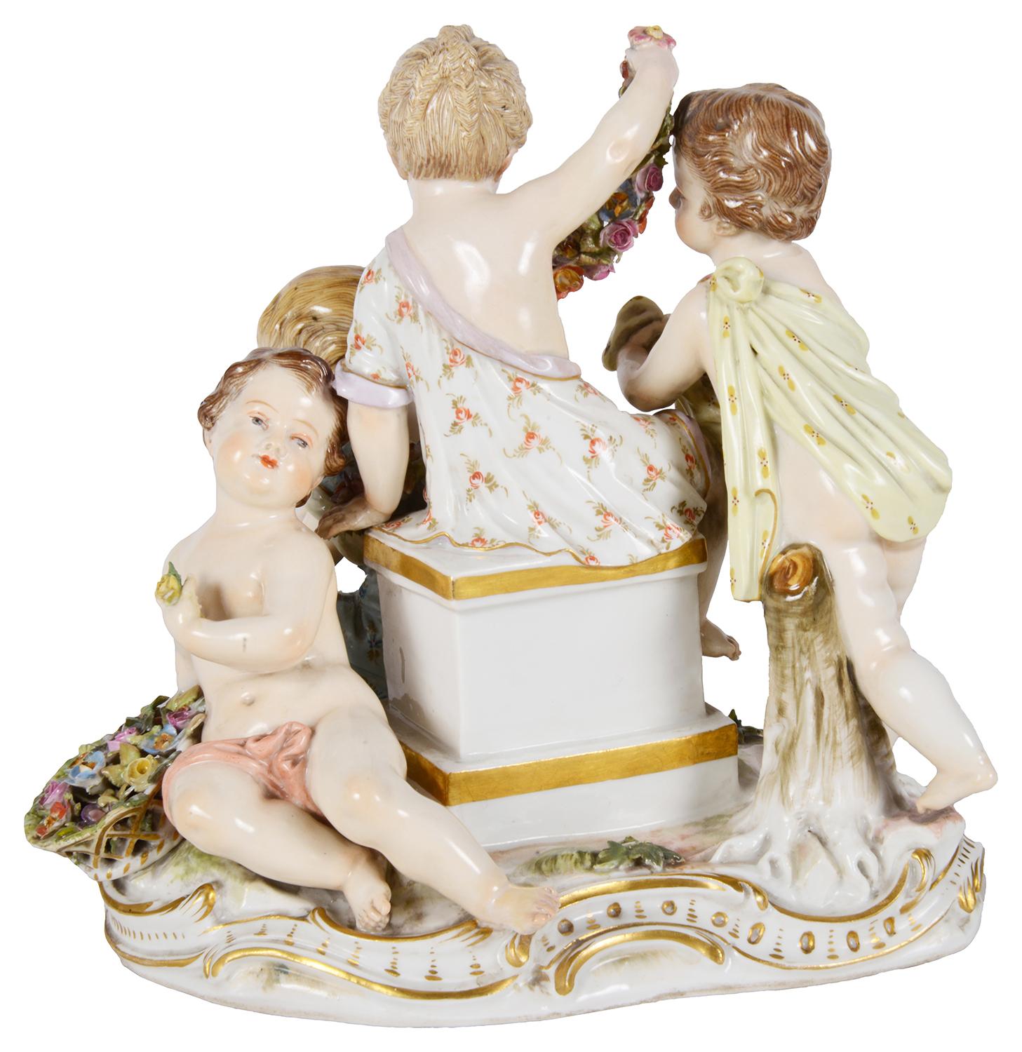Romantic 19th Century Meissen Group Representing Spring For Sale
