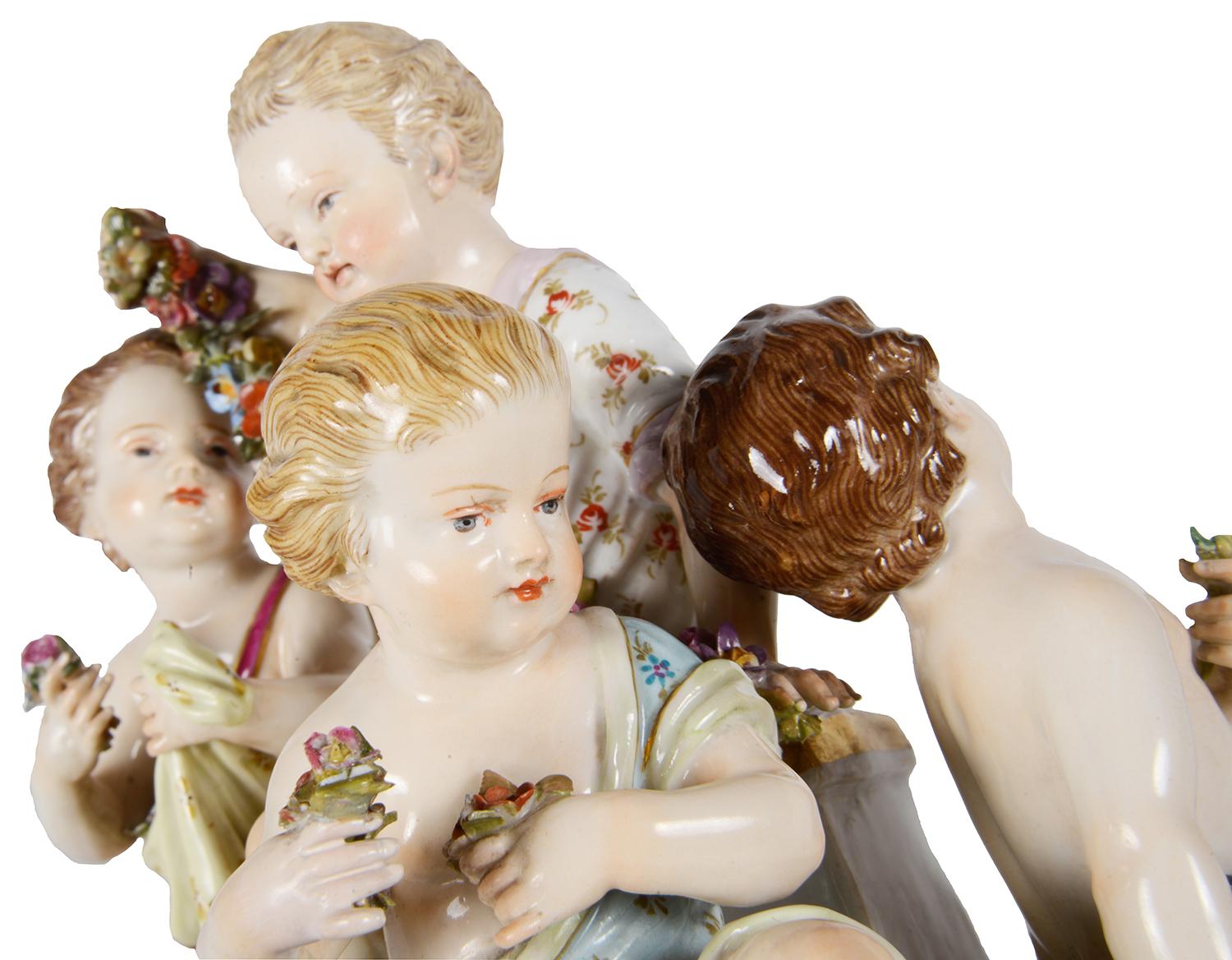 19th Century Meissen Group Representing Spring In Good Condition For Sale In Brighton, Sussex