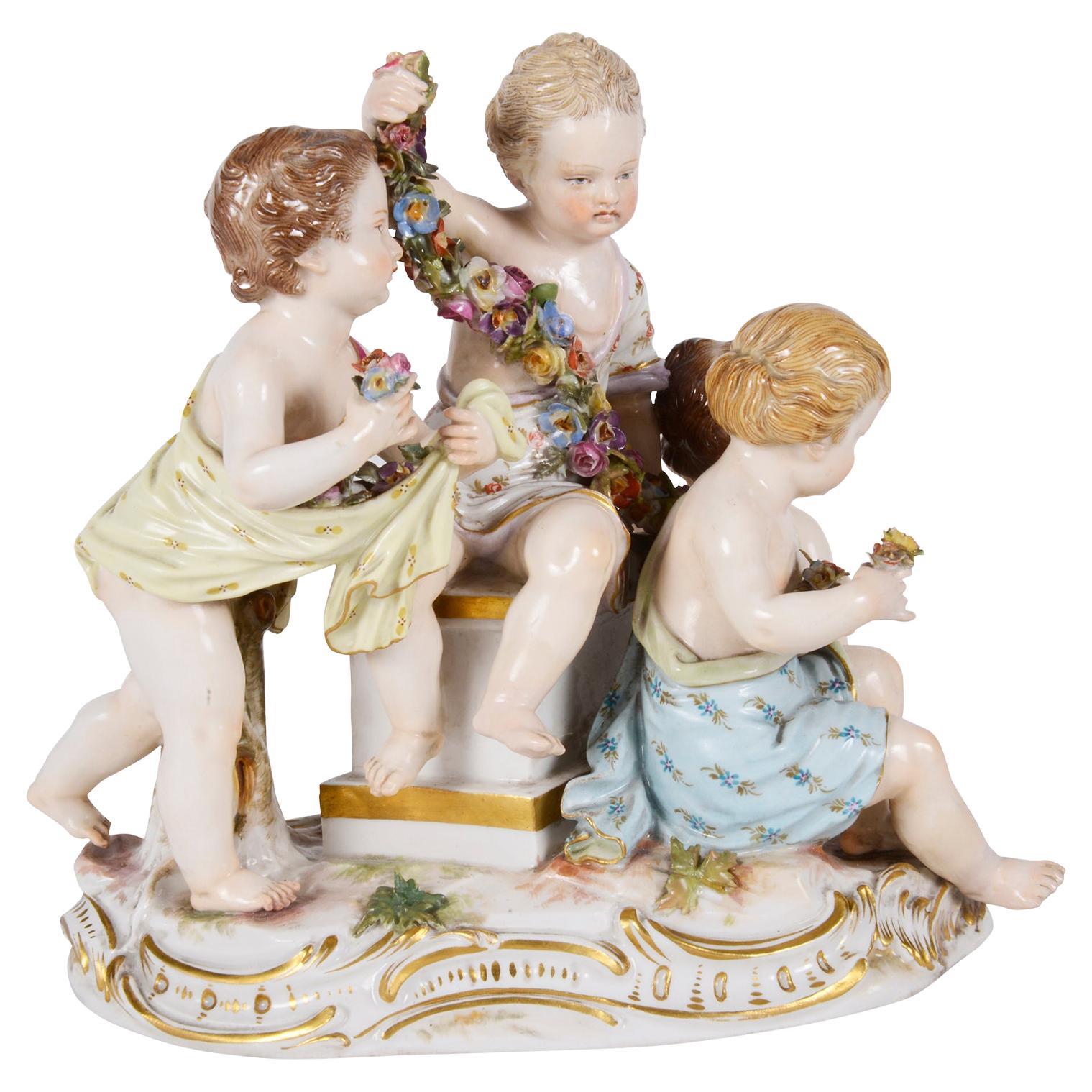 19th Century Meissen Group Representing Spring For Sale