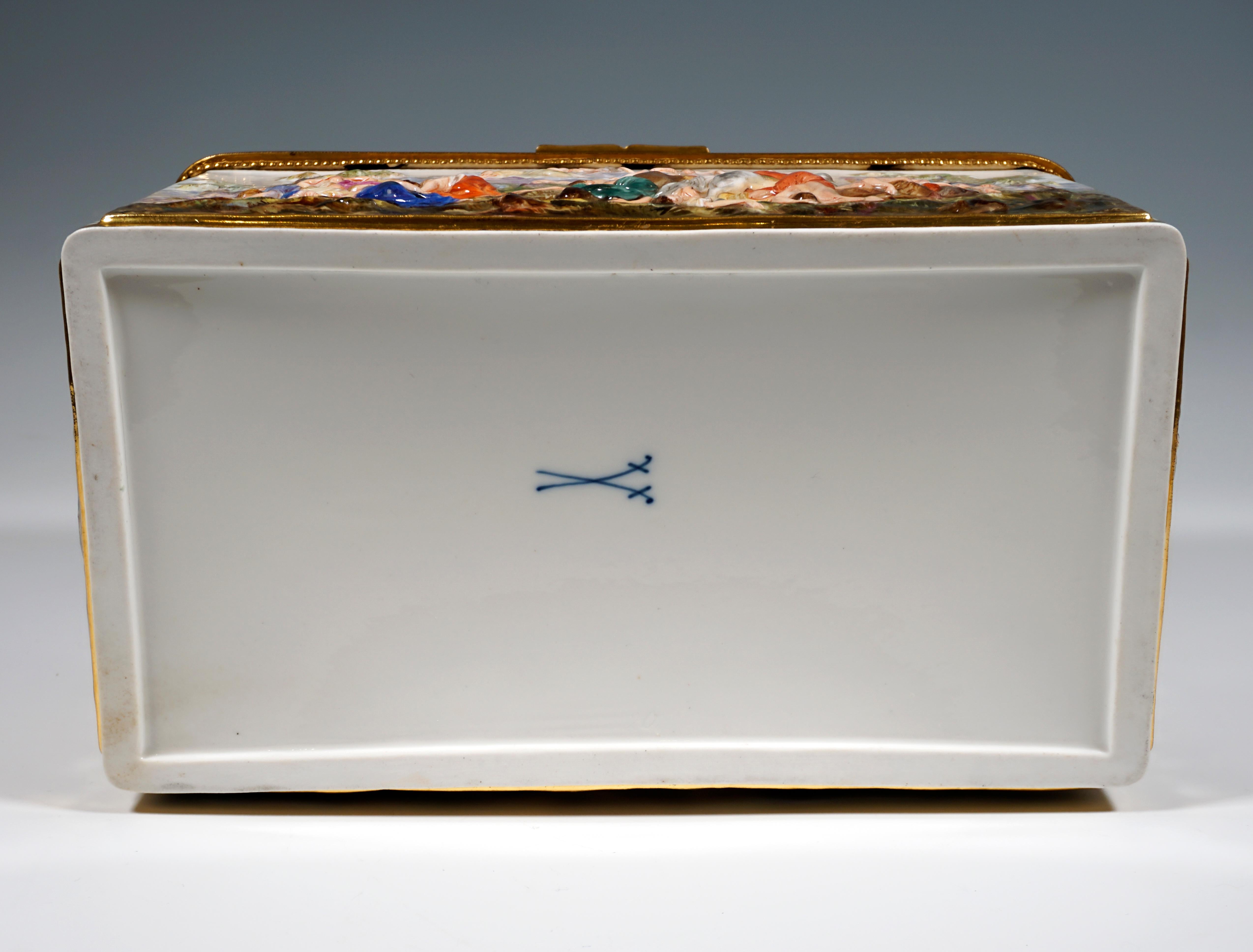 19th Century Meissen Jewelry Box With Colored Greek Mythology Reliefs 2