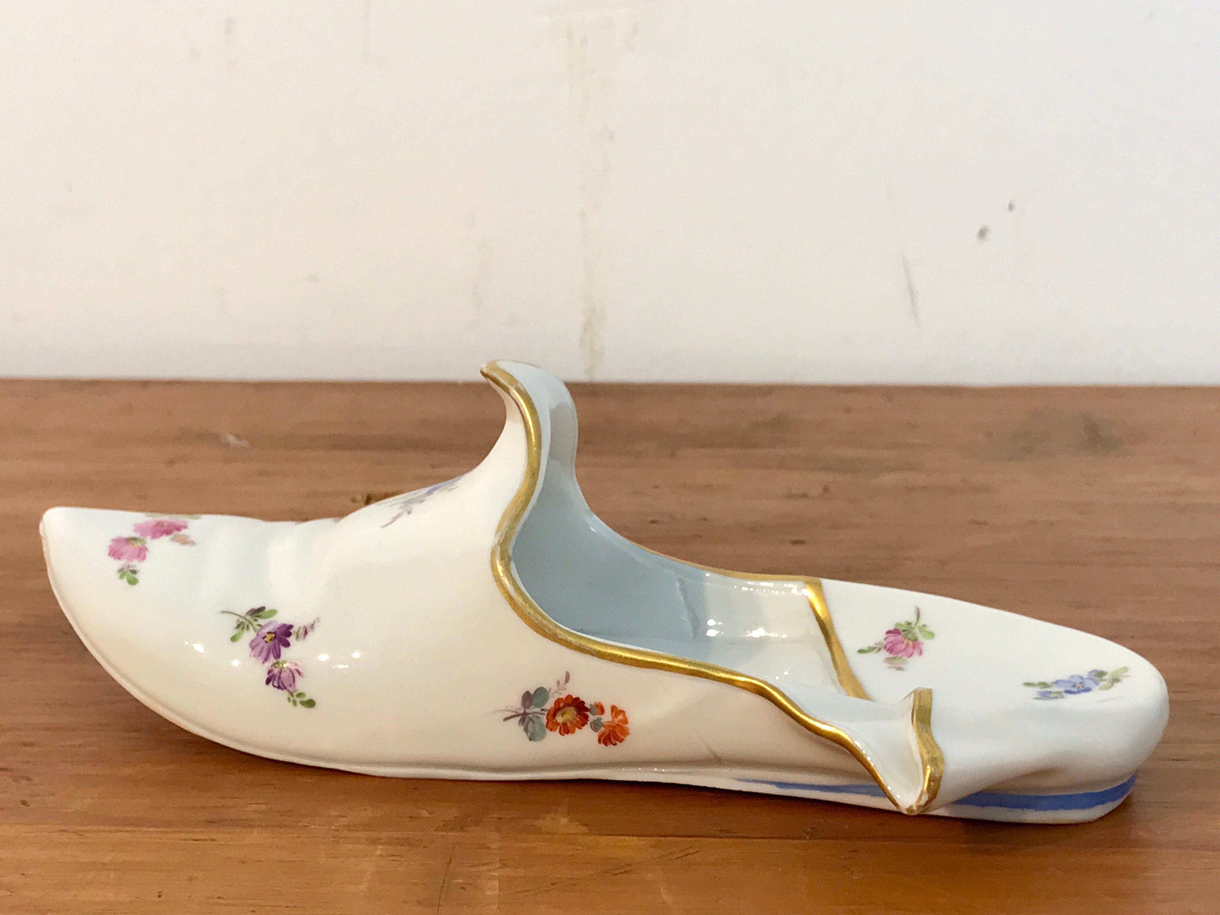 Porcelain 19th Century Meissen Model of a Slipper For Sale