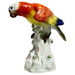 Antique 19th Century Meissen Parrot Figurine