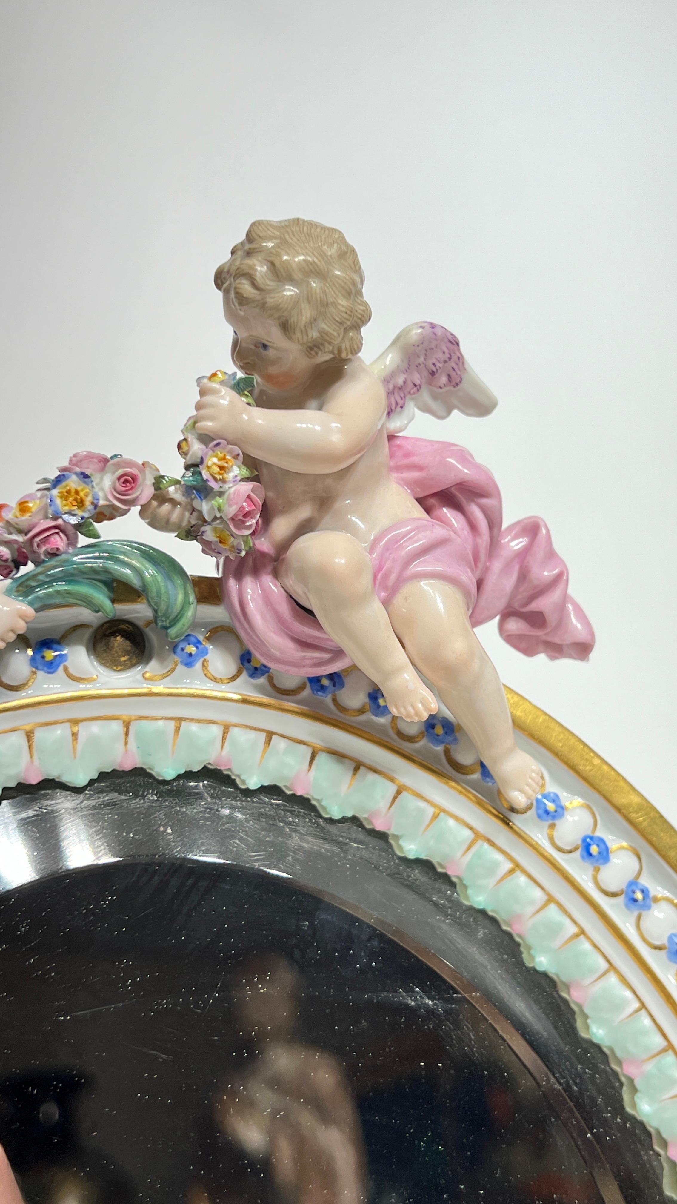 19th Century Meissen Porcelain Boudoir Mirror 5