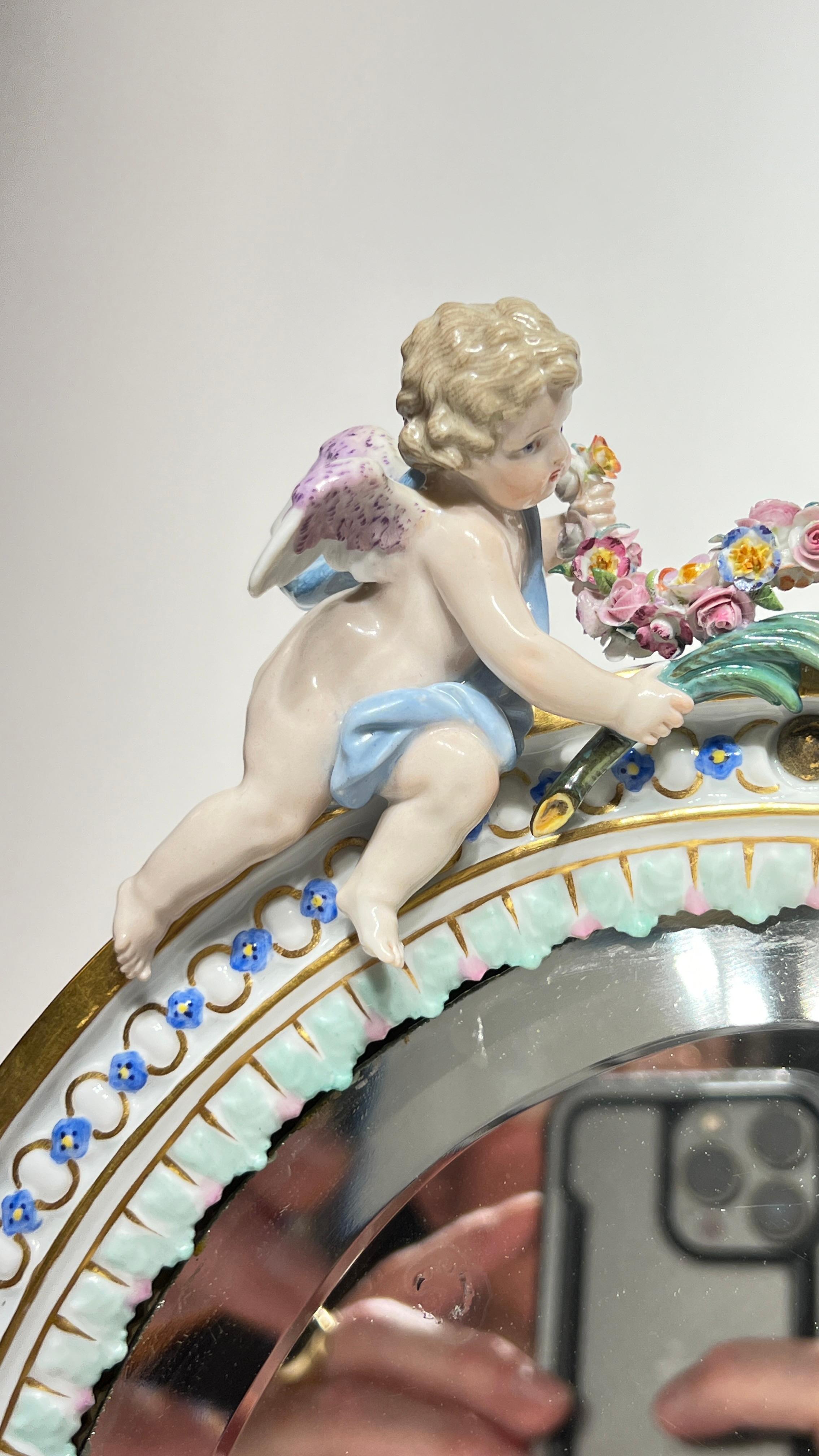 19th Century Meissen Porcelain Boudoir Mirror 6