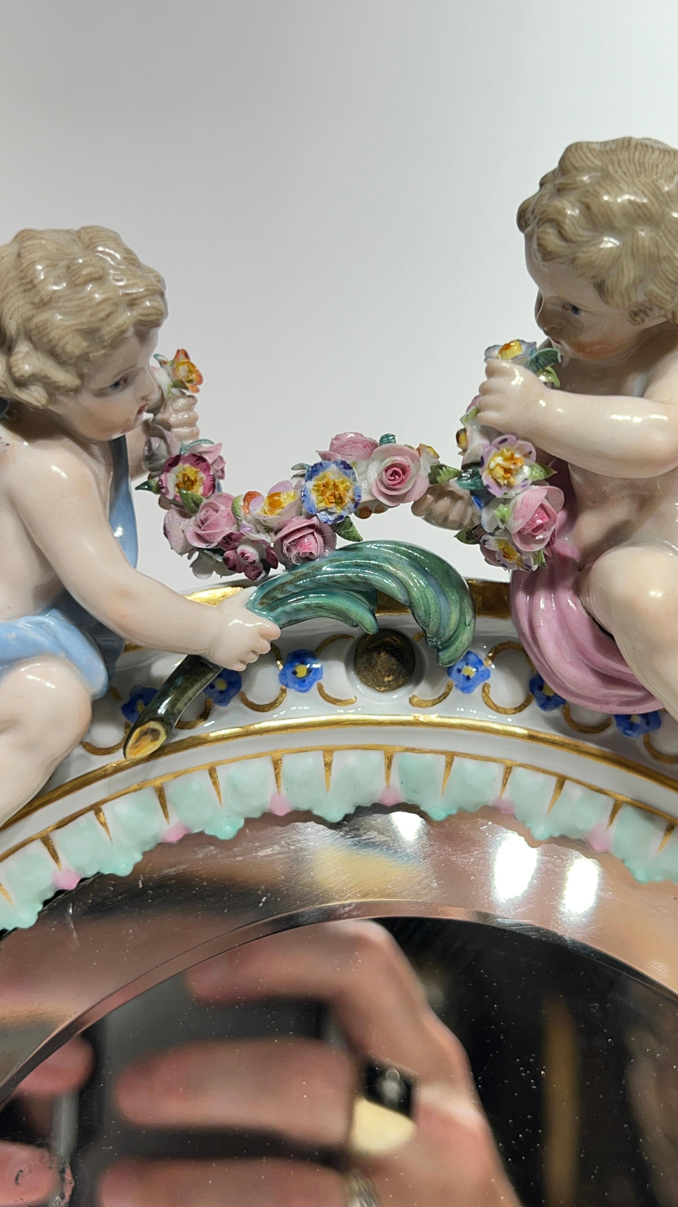 19th Century Meissen Porcelain Boudoir Mirror 7