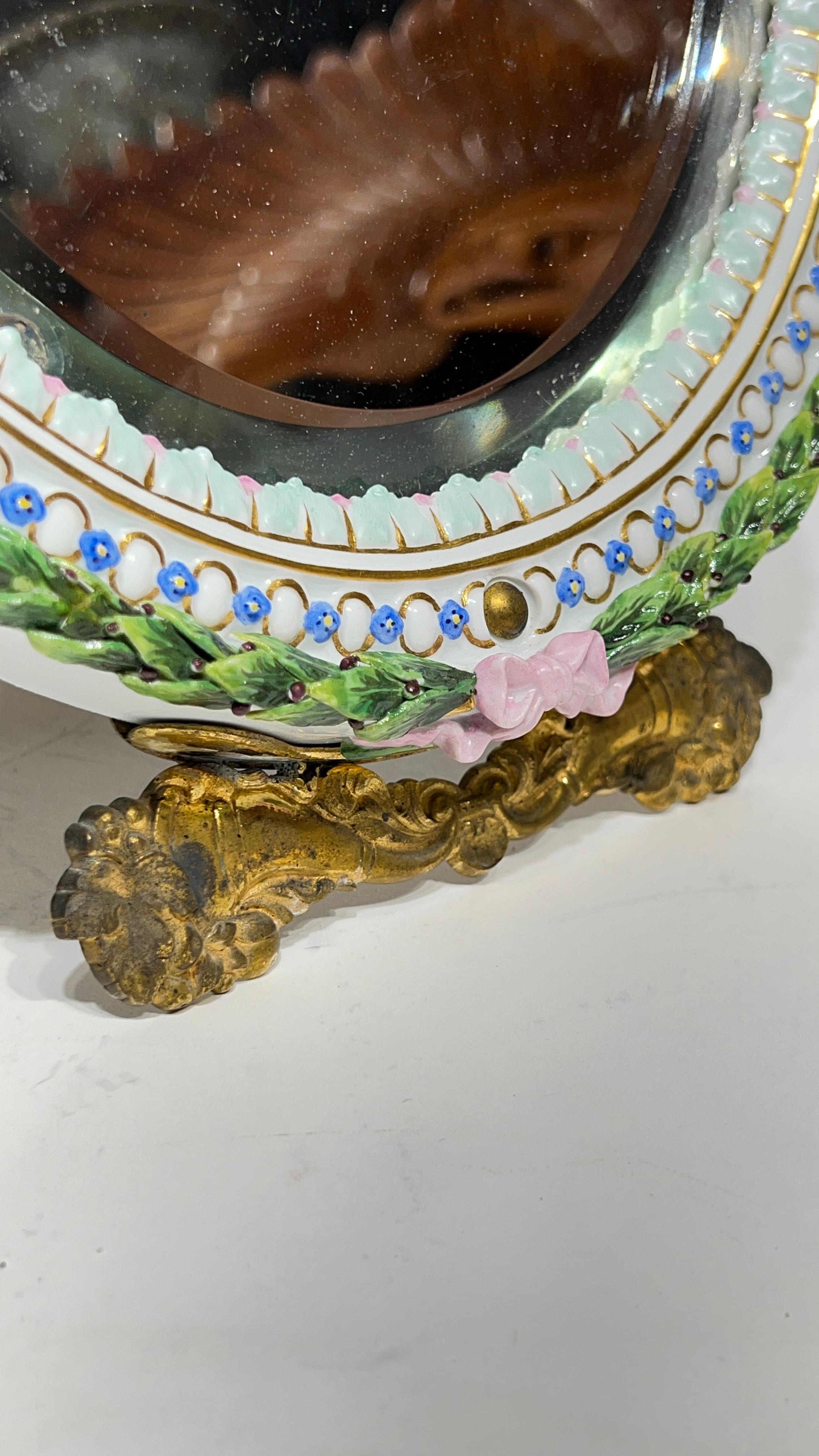 19th Century Meissen Porcelain Boudoir Mirror 8