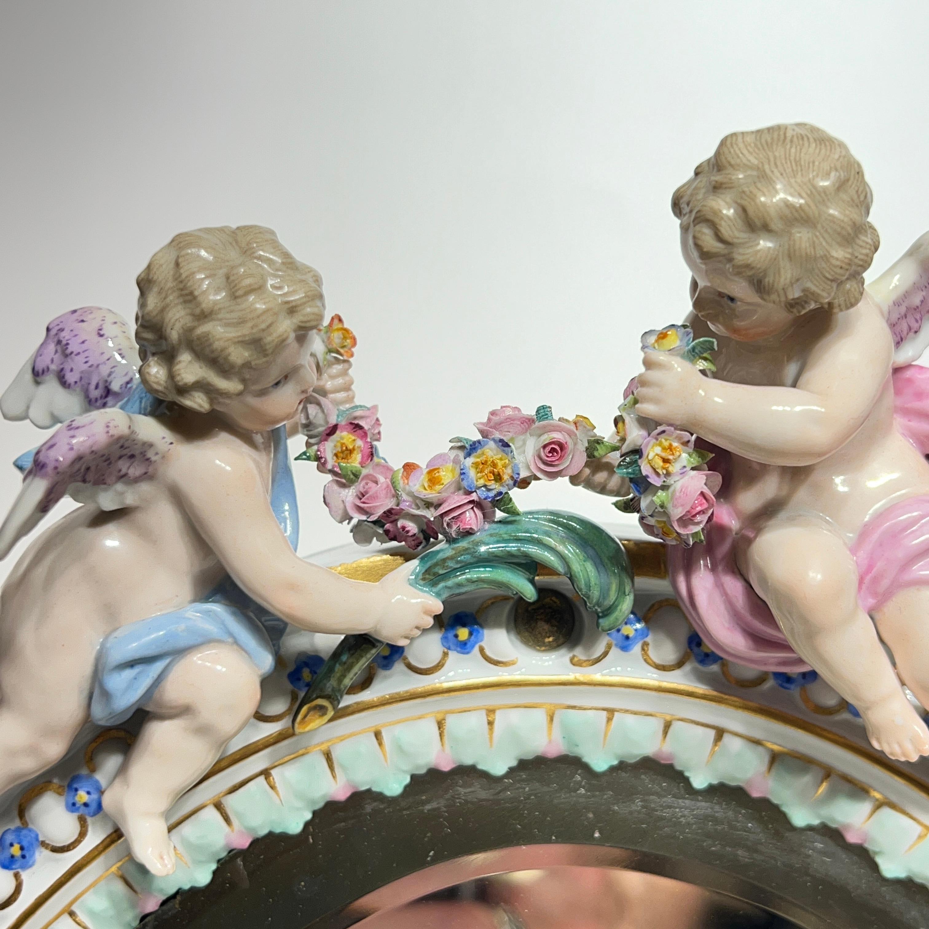 19th Century Meissen Porcelain Boudoir Mirror 9