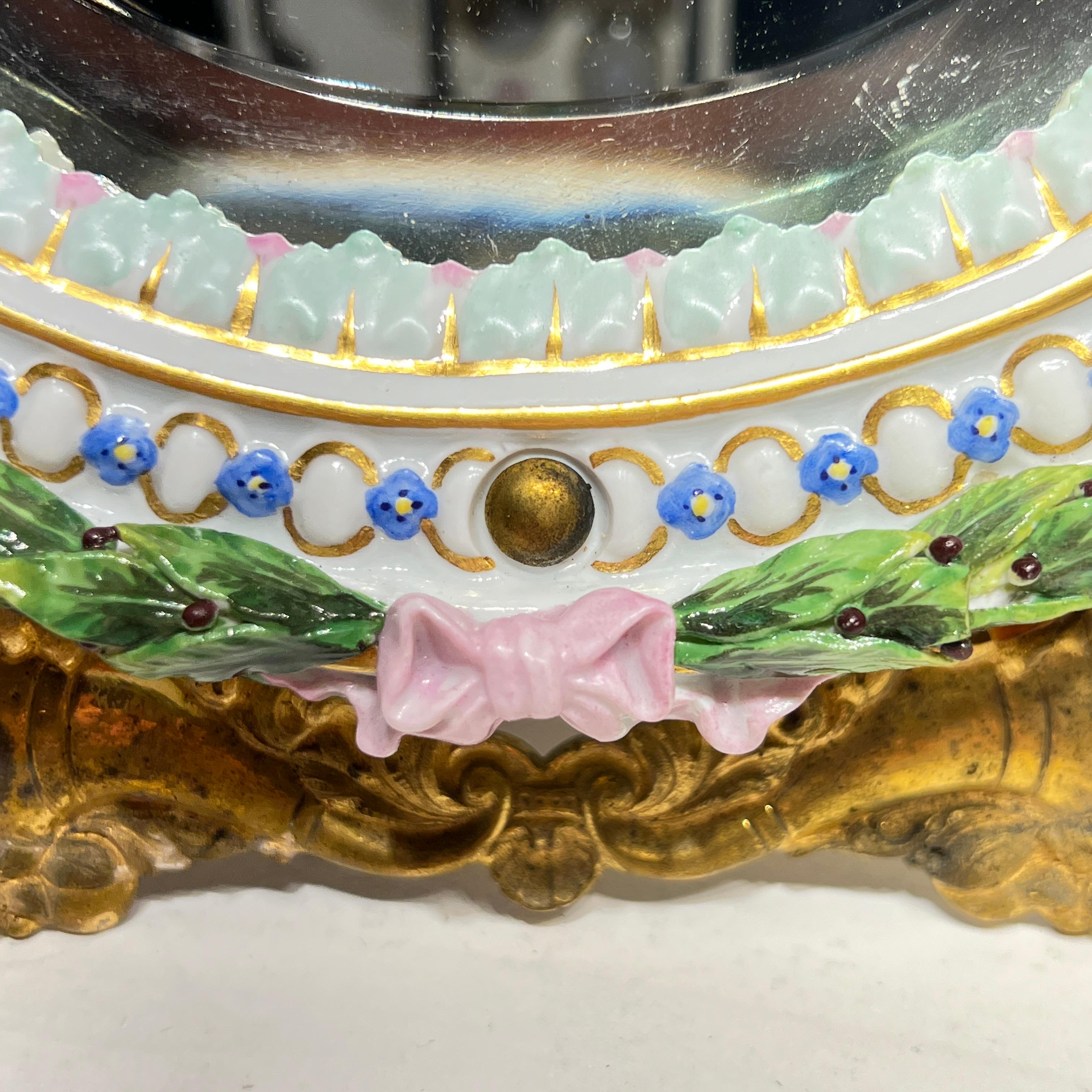 19th Century Meissen Porcelain Boudoir Mirror 13