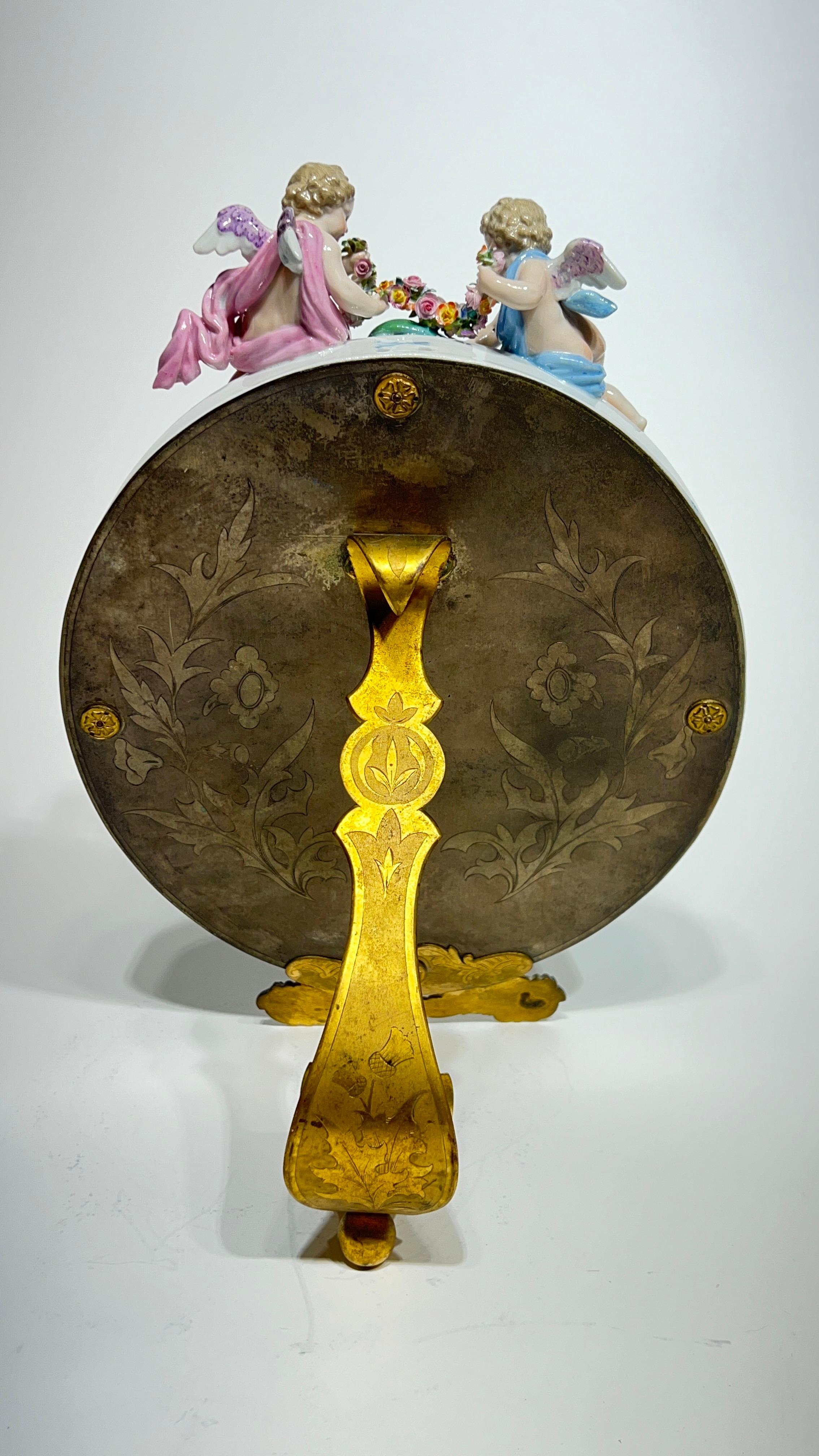 Bronze 19th Century Meissen Porcelain Boudoir Mirror