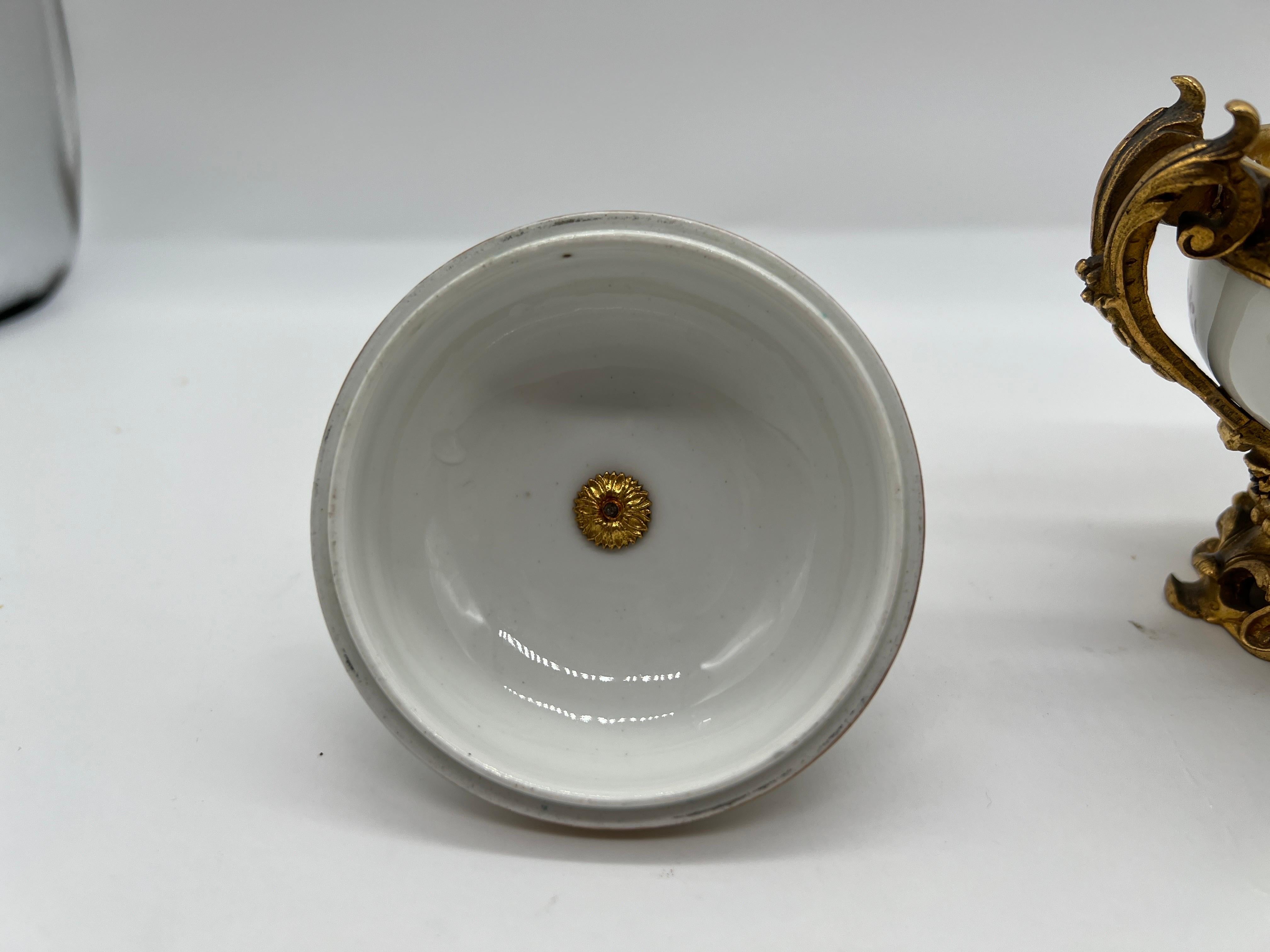 19th Century Meissen Porcelain & Bronze Ormolu Mounted Potpourri Urns 3