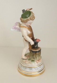 Meissen Porcelain Figurine Cupid Blacksmith, 19th Century