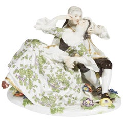 19th Century Meissen Porcelain Figural Group of a Courting Couple