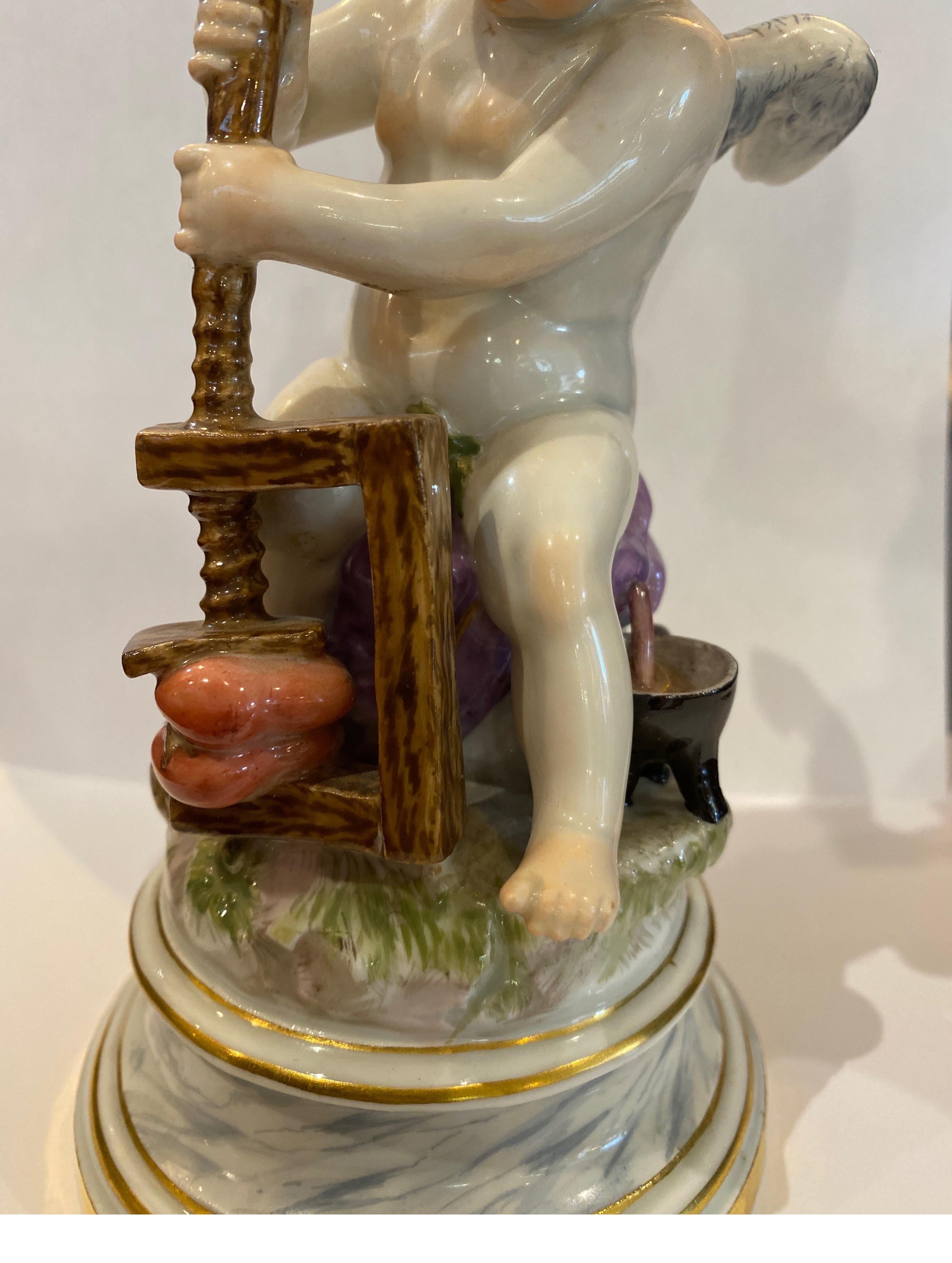 19th Century Meissen Porcelain Figure of Cupid with a Cheese Press
 For Sale 1