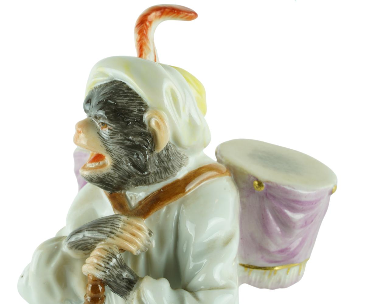 German 19th Century Meissen Porcelain Four-Piece Monkey Orchestra