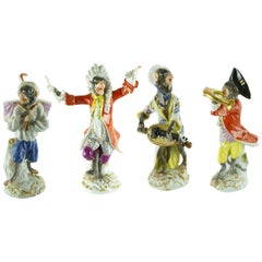 19th Century Meissen Porcelain Four-Piece Monkey Orchestra