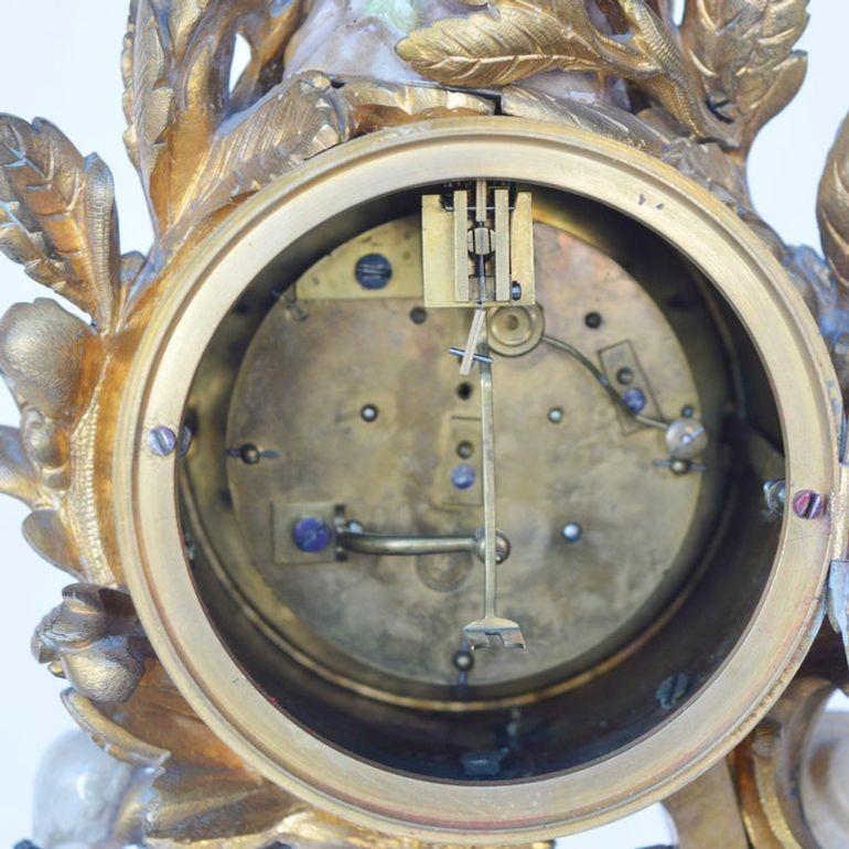 19. Jahrhundert Meissen Porcelain & vergoldete Bronze Uhr von Japy Frères Grand Med im Angebot 4
