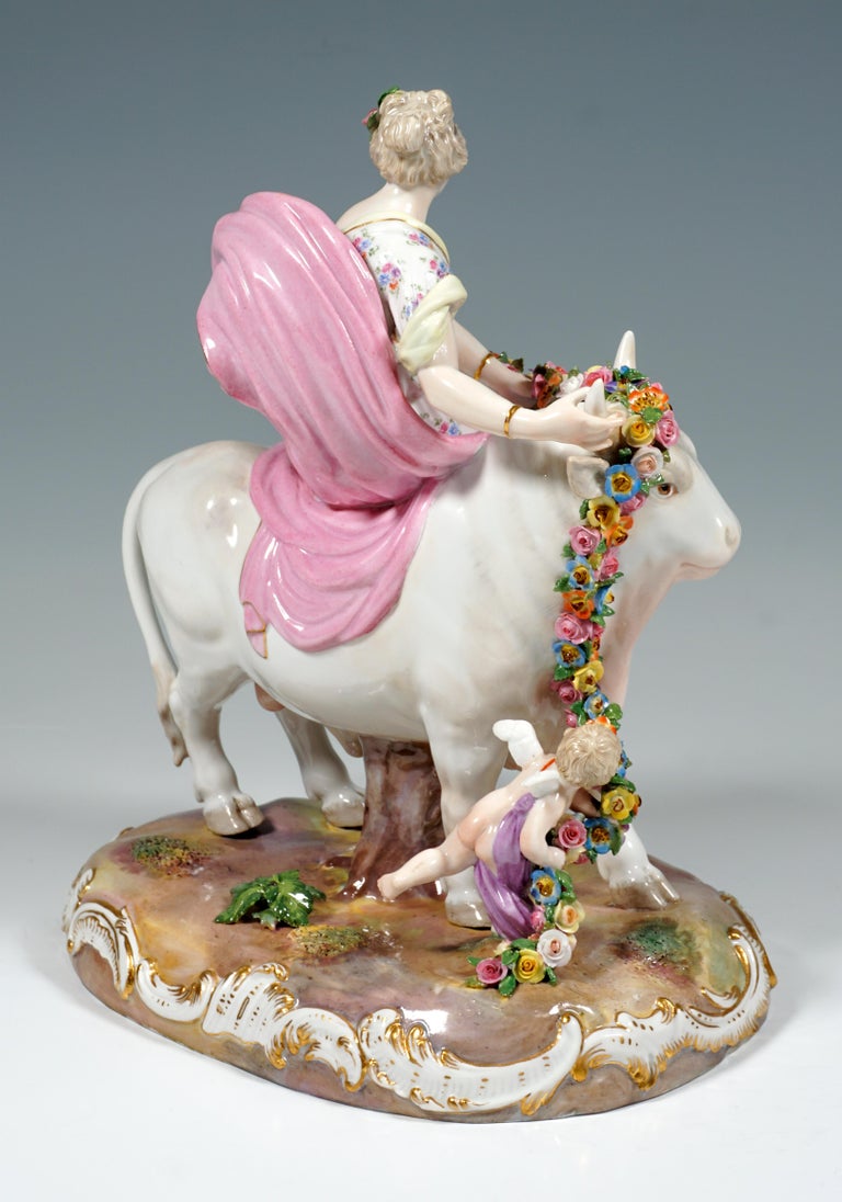 Rococo 19th Century Meissen Porcelain Group 'Europe On The Bull', By C. G. Juechtzer For Sale