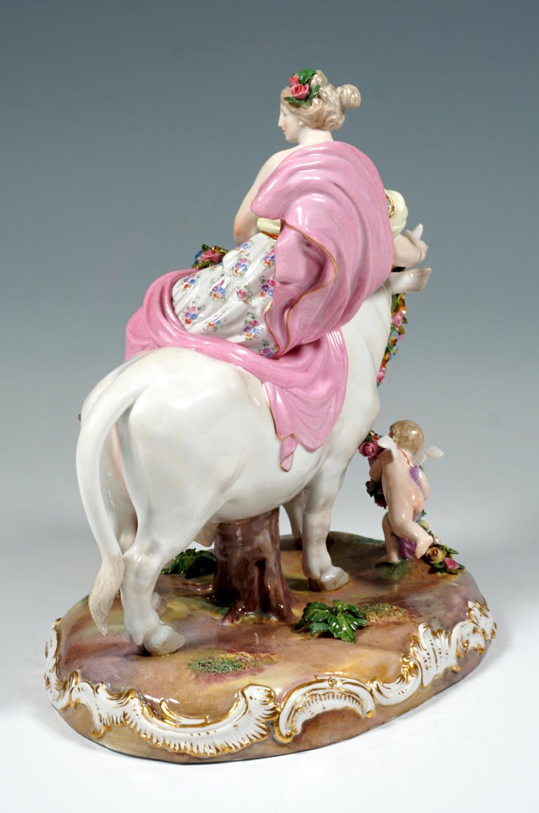 German 19th Century Meissen Porcelain Group 'Europe On The Bull', By C. G. Juechtzer For Sale