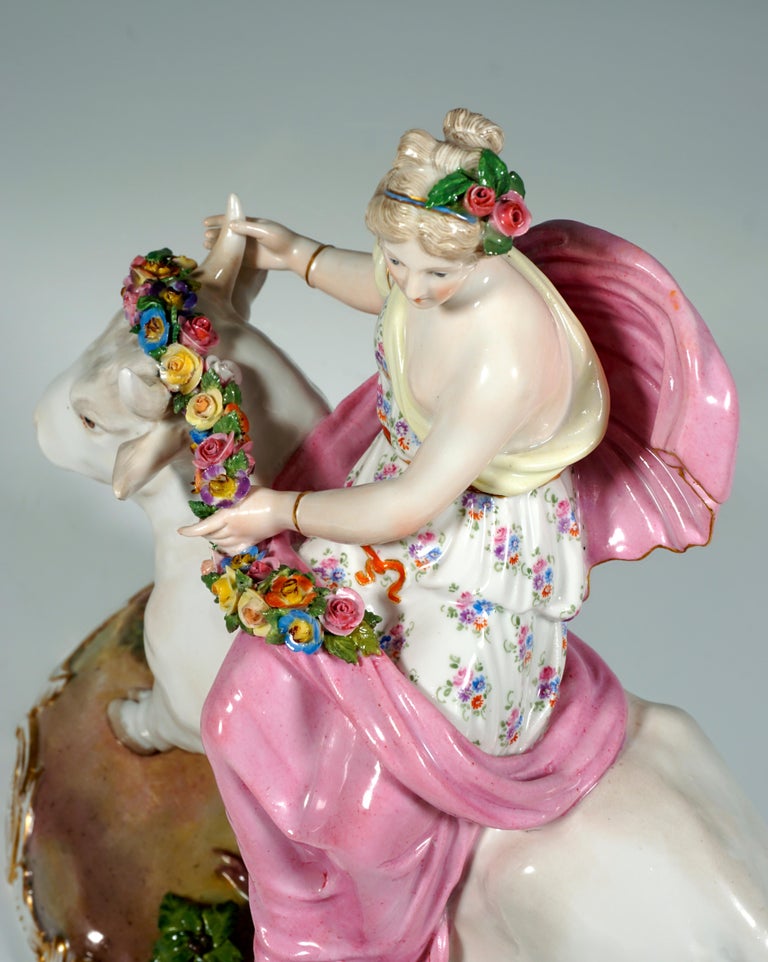 Hand-Crafted 19th Century Meissen Porcelain Group 'Europe On The Bull', By C. G. Juechtzer For Sale