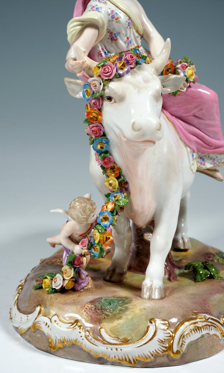 19th Century Meissen Porcelain Group 'Europe On The Bull', By C. G. Juechtzer In Excellent Condition For Sale In Vienna, AT