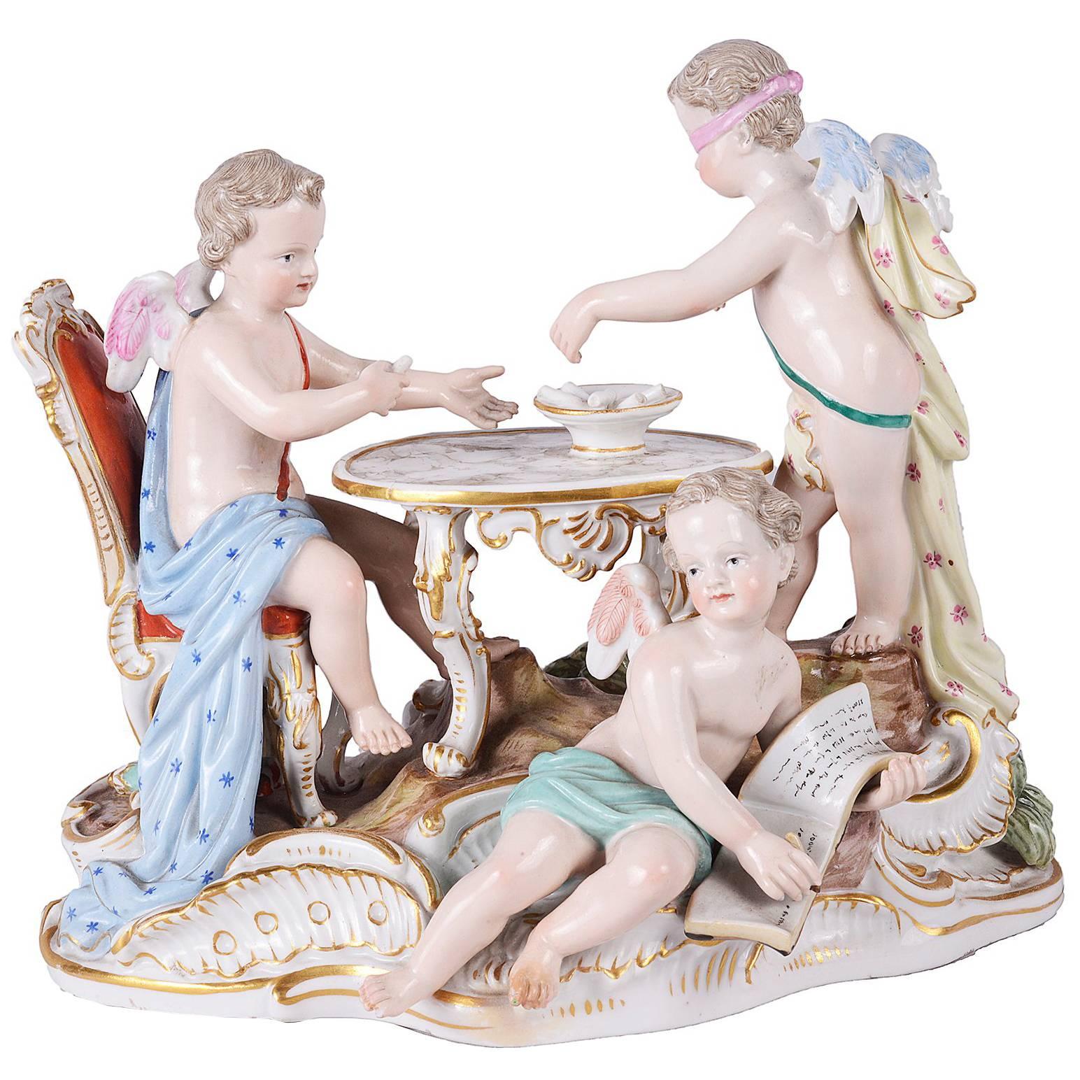 Gruppo di ciechi di Meissen Porcelain del XIX secolo