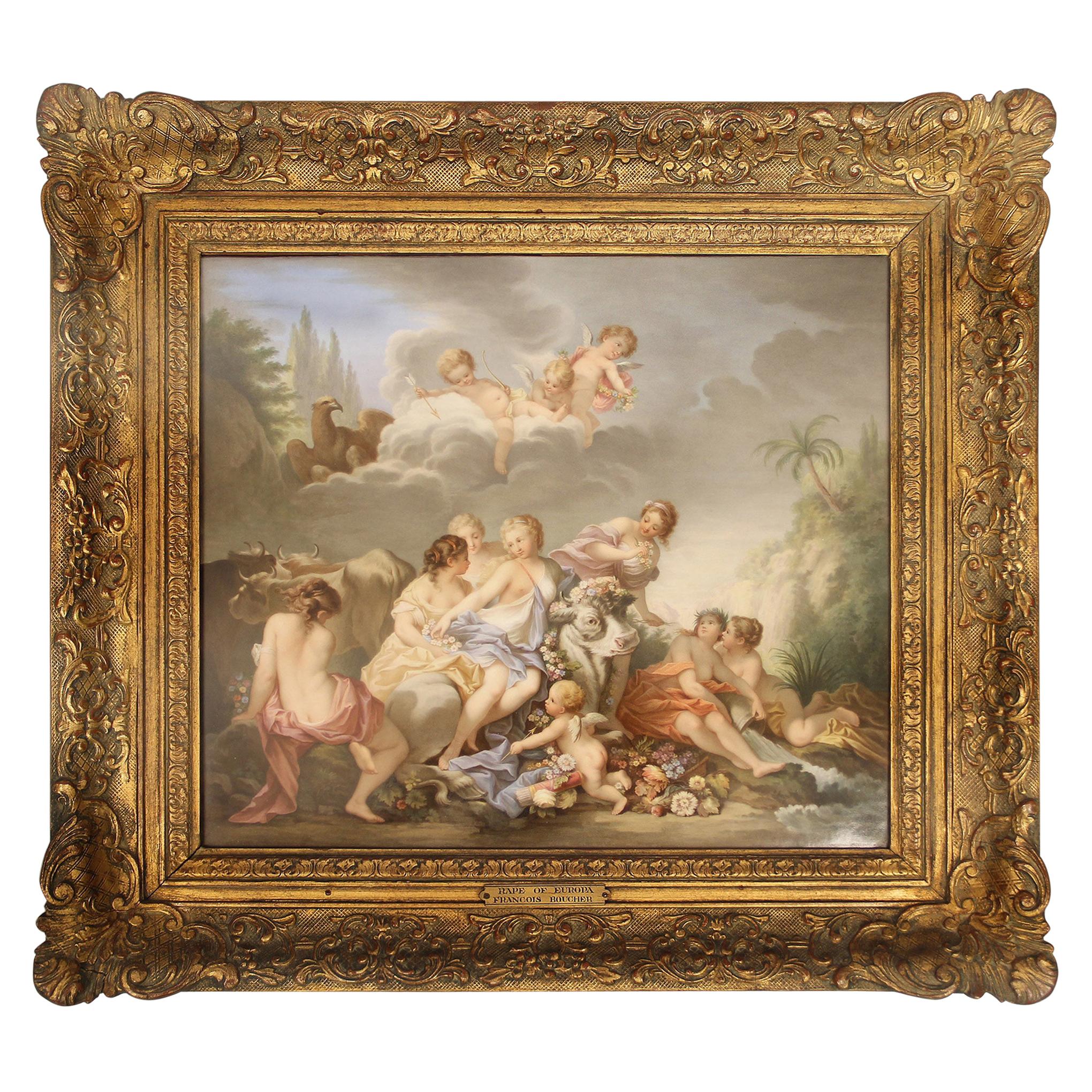 19th Century Meissen Porcelain Plaque “Rape of Europa” after François Boucher