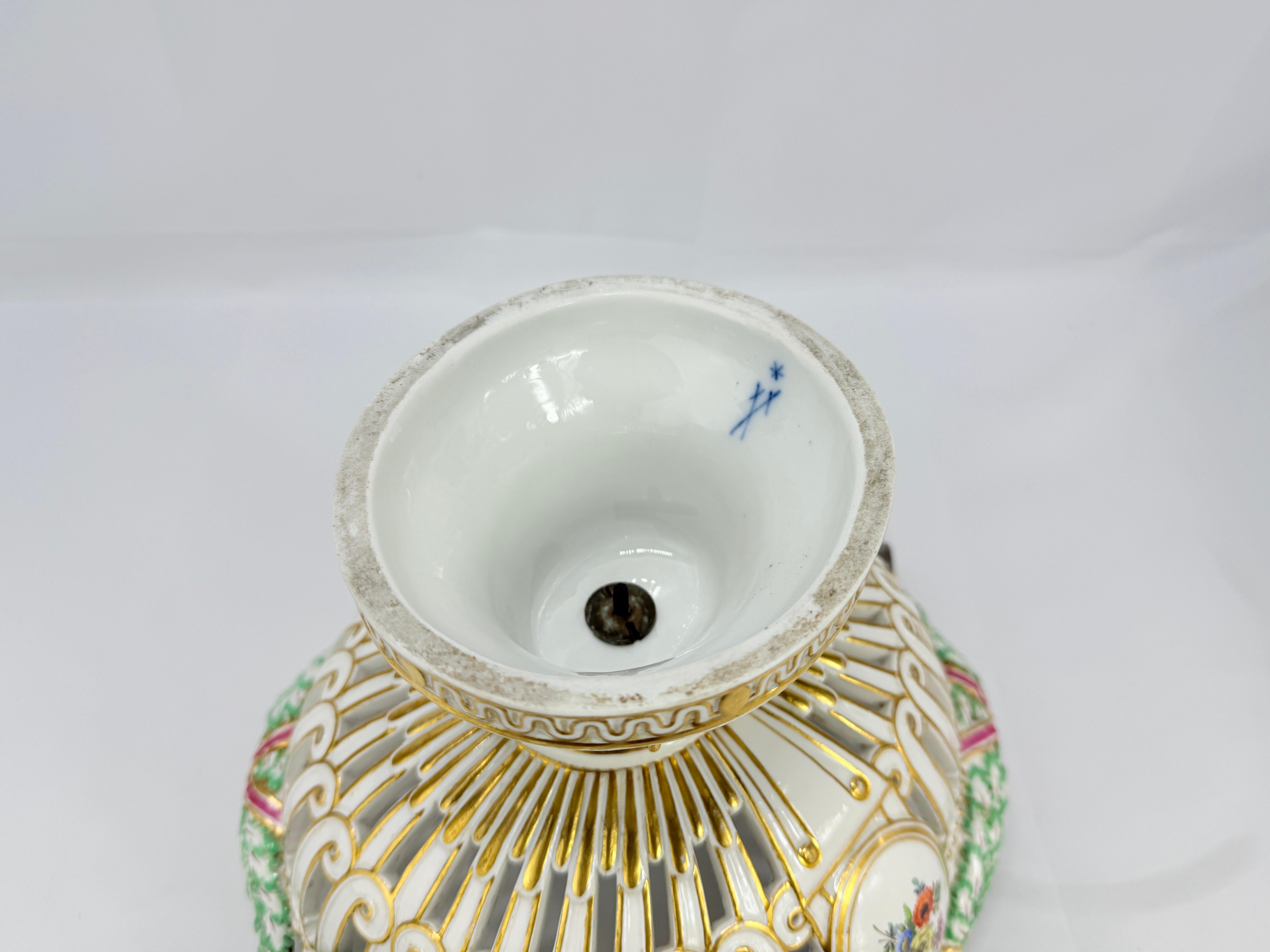19th Century, Meissen Porcelain Ram's Head & Floral Centerpiece For Sale 5