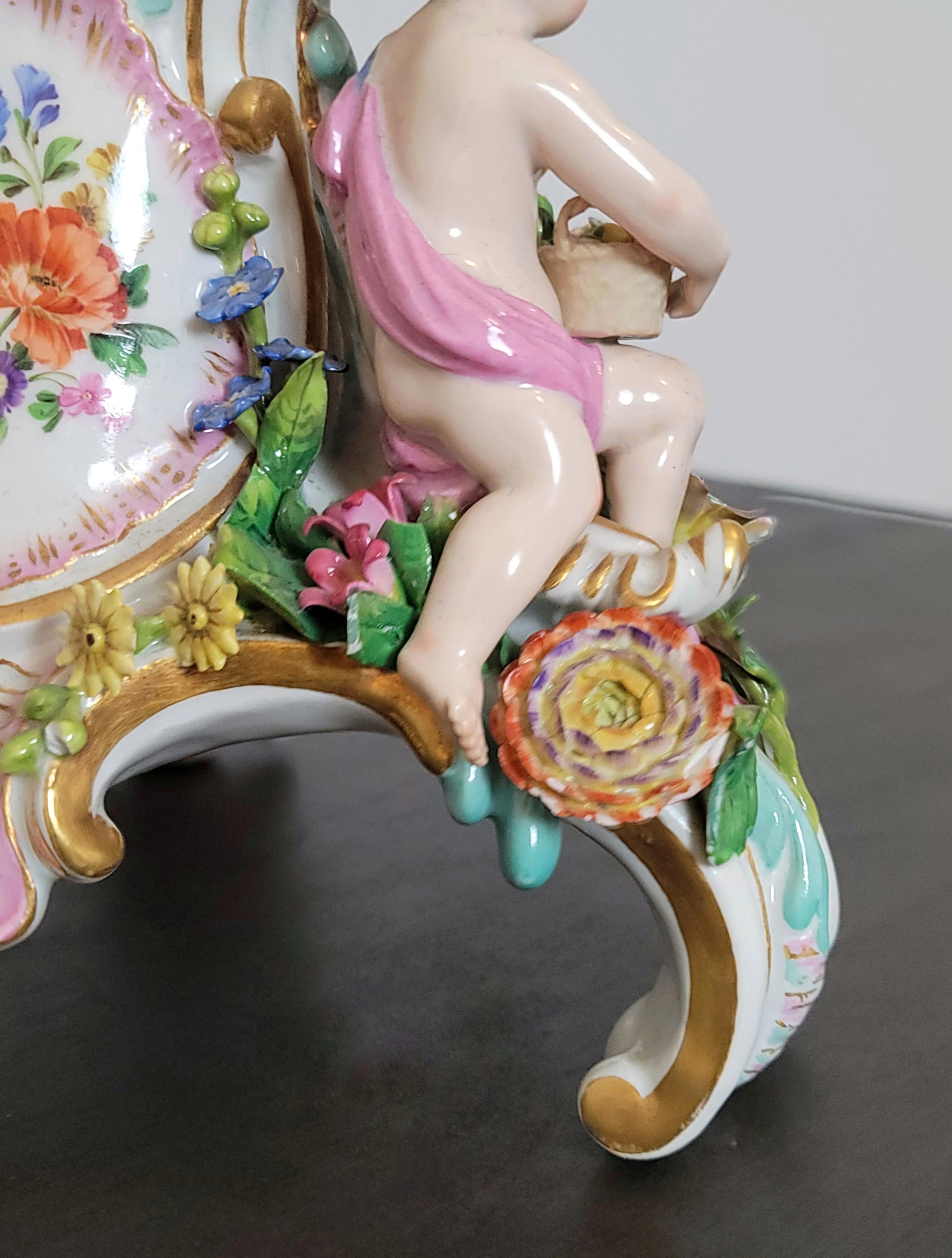 19th Century Meissen Porcelain Rococo Style Candlestick Table Lamp For Sale 5