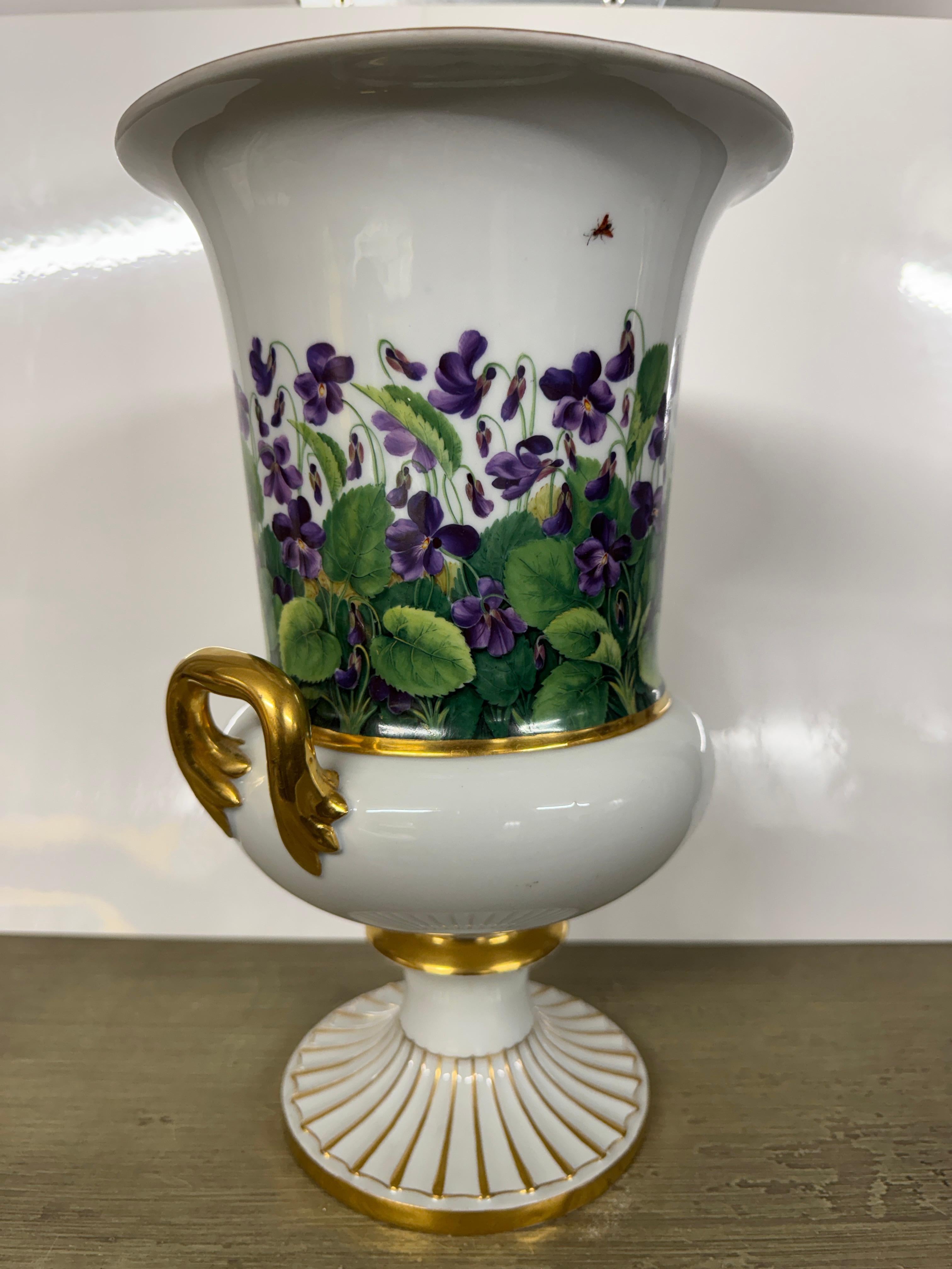 Hand-Painted 19th Century Meissen Porcelain Urn For Sale