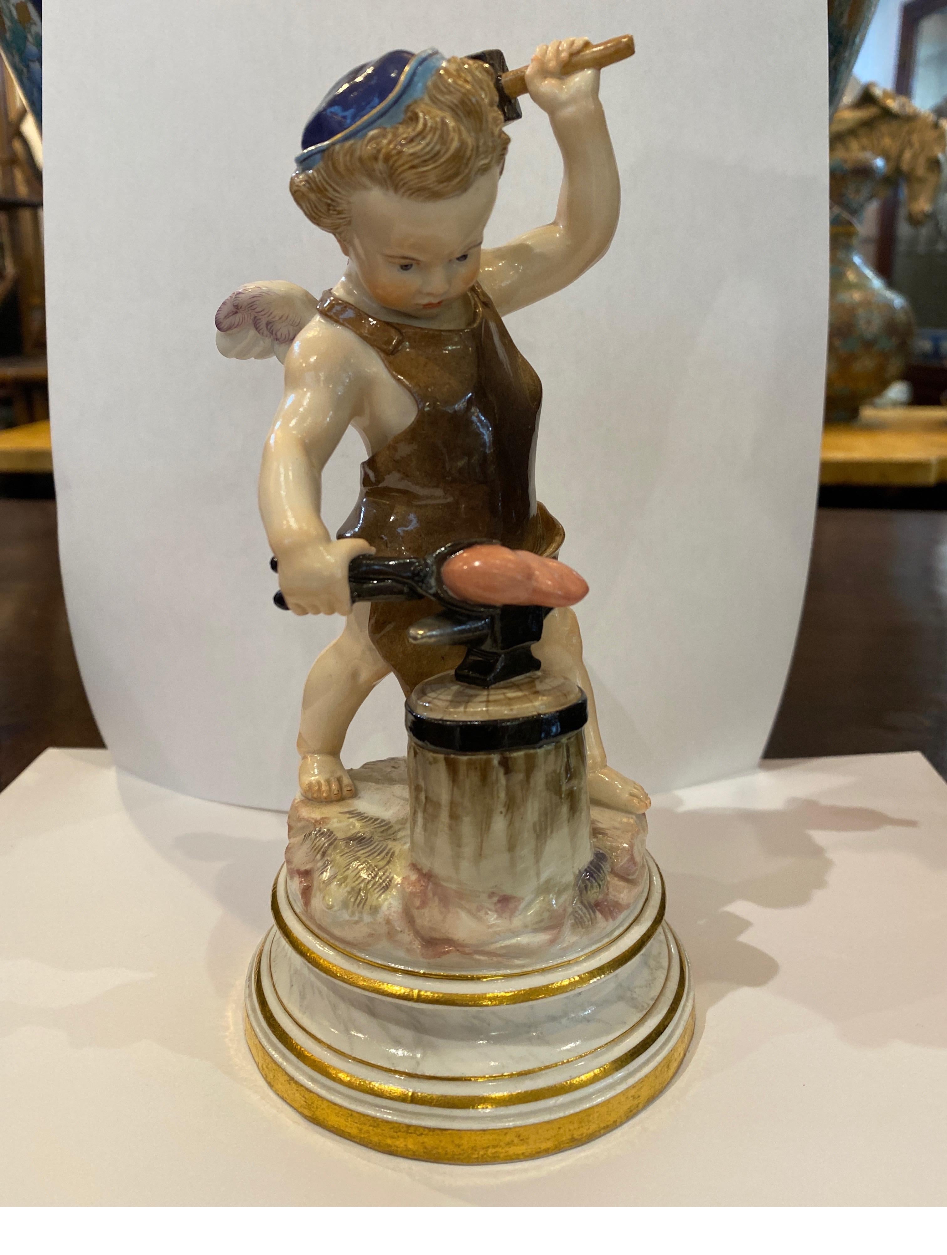 German 19th Century Meissen Putti Blacksmith